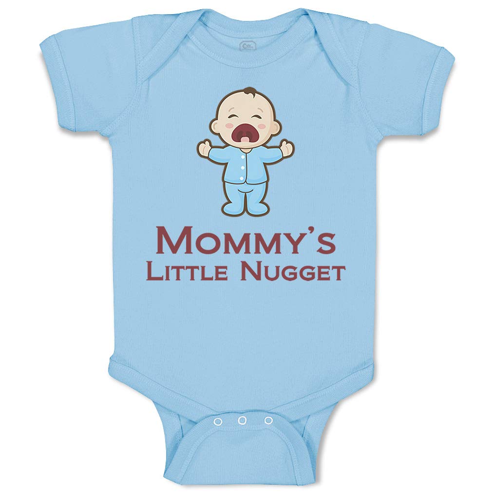 Custom Baby Bodysuit - Mommy's Little Nugget Funny Cotton Onesie for Boys & Girls | Newborn Baby Clothes | Light Blue Design | Perfect for Mother's Day Gifts, Newborn Photography & Everyday Wear