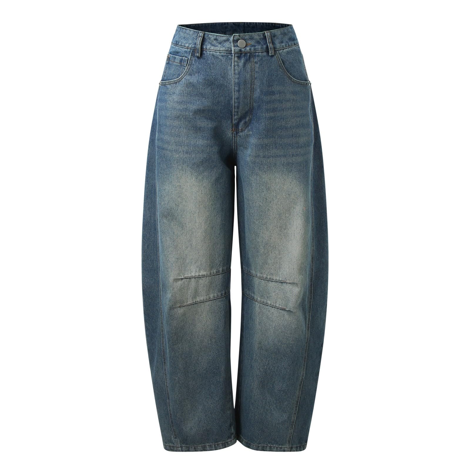 Women's Baggy Jeans - Loose Wide Leg Cropped Denim Pants for Casual Outfits
