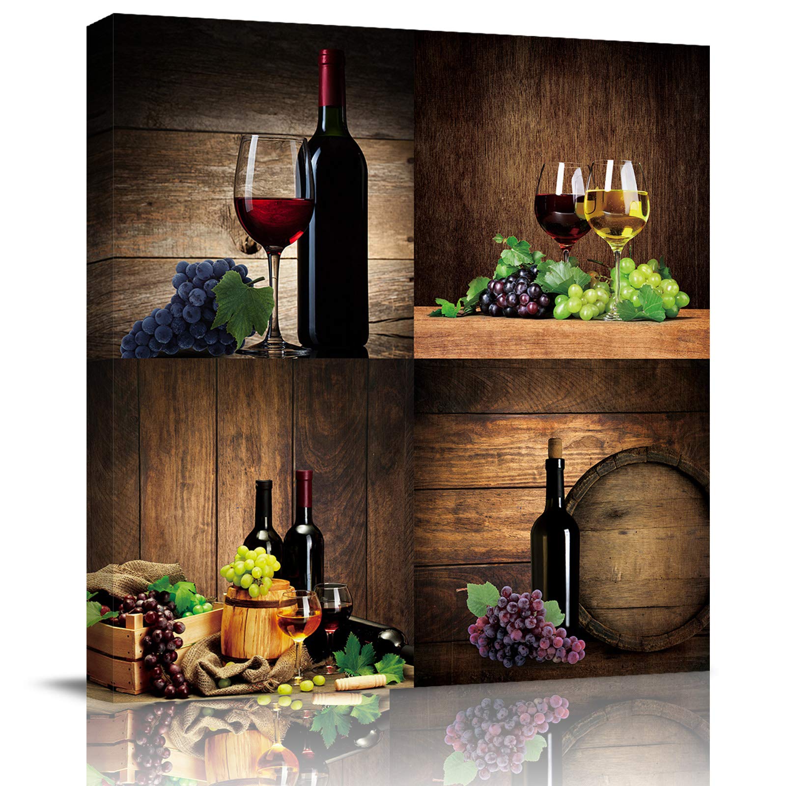 Vintage 1998 Wine Grapes Picture Print on Canvas - Wood Frame Wall Art Painting for Home Decor (28x28 Inch) | Perfect for Housewarming, Wedding & Festival Gifts | Living Room, Dining Room & Kitchen Wall Decor