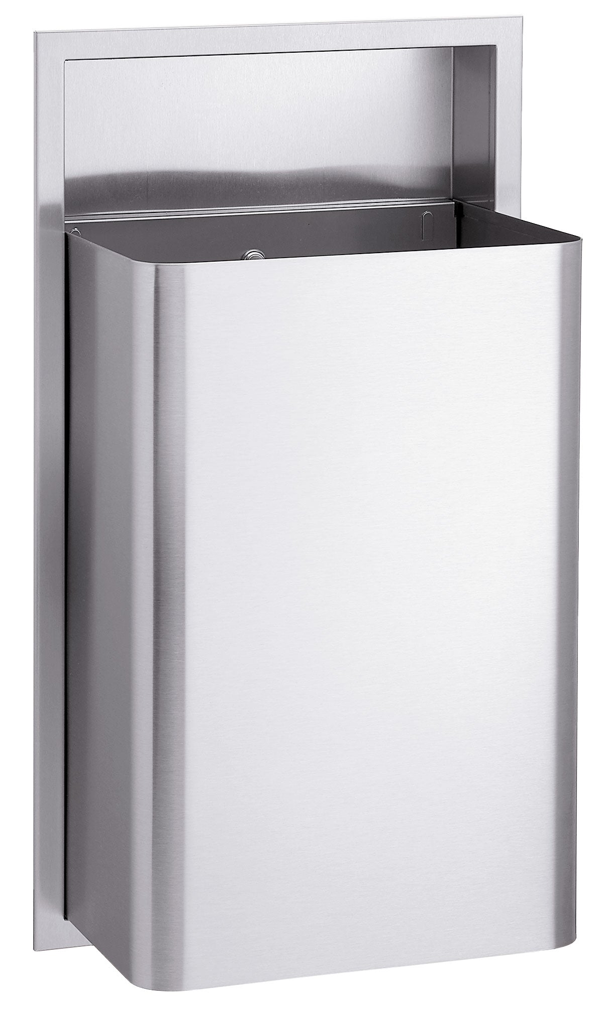 Bradley 334 0000 18 Gallon Standard Recessed Waste Receptacle - Satin Finish | Ideal for Office, Restroom & Commercial Spaces