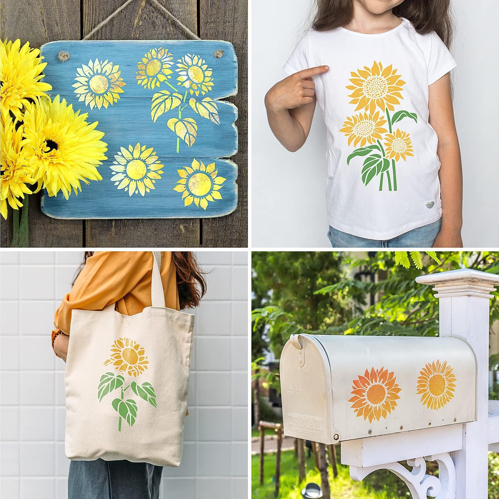 20-Piece Reusable Sunflower Stencils for Painting - Floral Wall Art Templates for Wood, Furniture, Canvas, Paper & Fabric - Perfect for DIY Home Decor, Craft Projects & Wall Murals