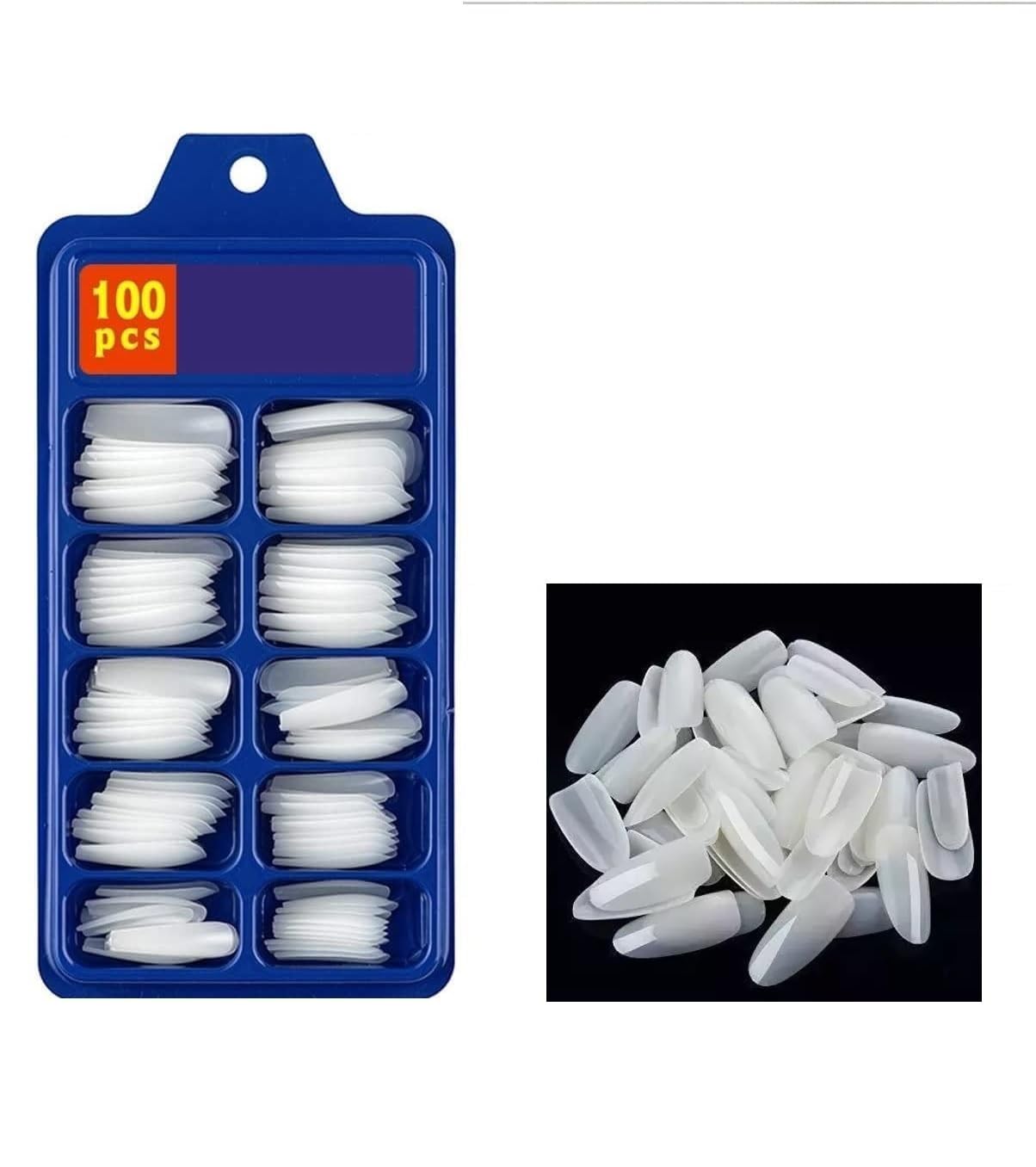 100 Pcs Acrylic Fake Nails Set with Nail Glue - White Artificial Nails for Manicure, Salon & Home Use - Long Lasting Press On Nails for Parties, Weddings & Special Occasions