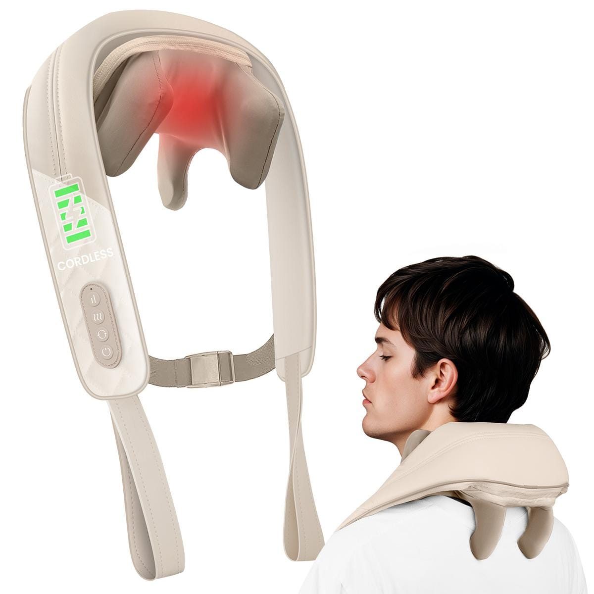 Snailax Cordless 4D Deep Tissue Kneading Neck Shoulder Massager with Heat - Shiatsu Back Massager Pillow for Neck, Shoulder Pain Relief - Perfect for Home, Office, and Car Use