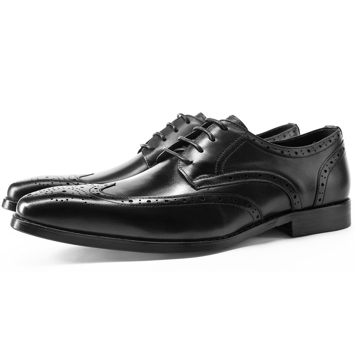 Premium Men's Spring Business Dress Shoes - Handmade Cowhide Brogue Derby Wingtip Oxfords with Non-Slip Square Toe | Formal Office Wear & Wedding Attire