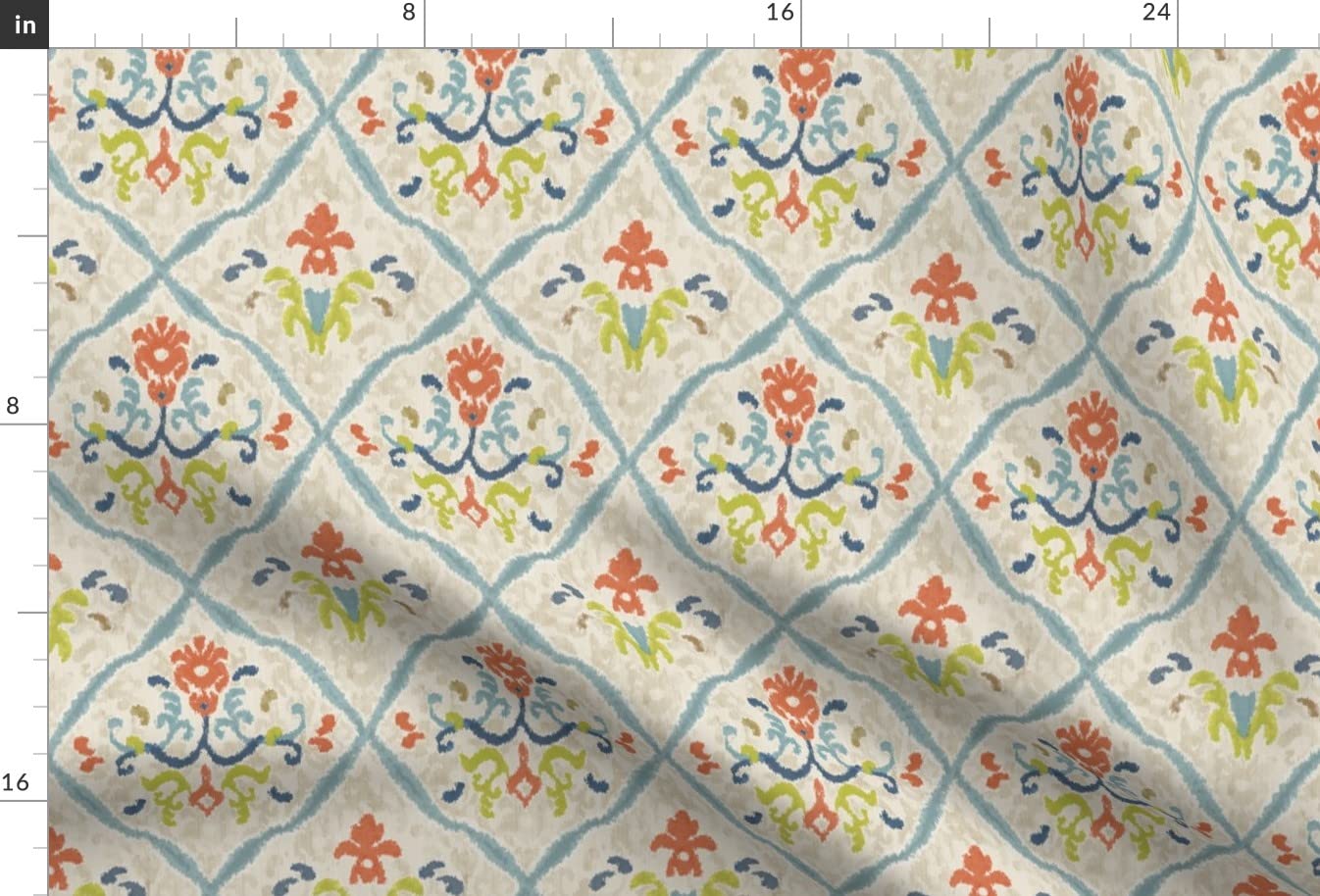 Ikat Damask Navy Spice Nursery Printed Minky Fabric Fat Quarter - Soft Baby Blanket Material for Sewing, Quilt Backing & Plush Toys - Perfect for Nursery Decor, DIY Projects & Gift Making