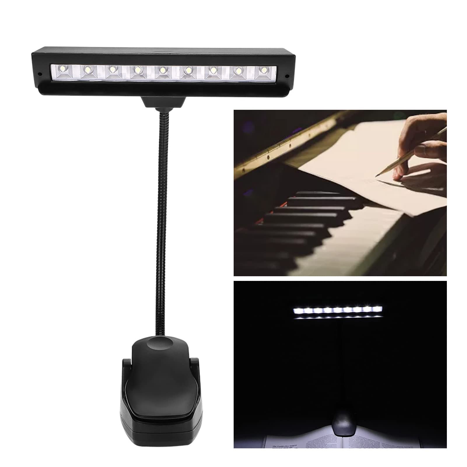 Portable Flexible 9 LED Clip On Music Stand Light - Adjustable Desk Lamp for Reading, Bedroom & Nightstand - Perfect for Musicians, Students & Book Lovers