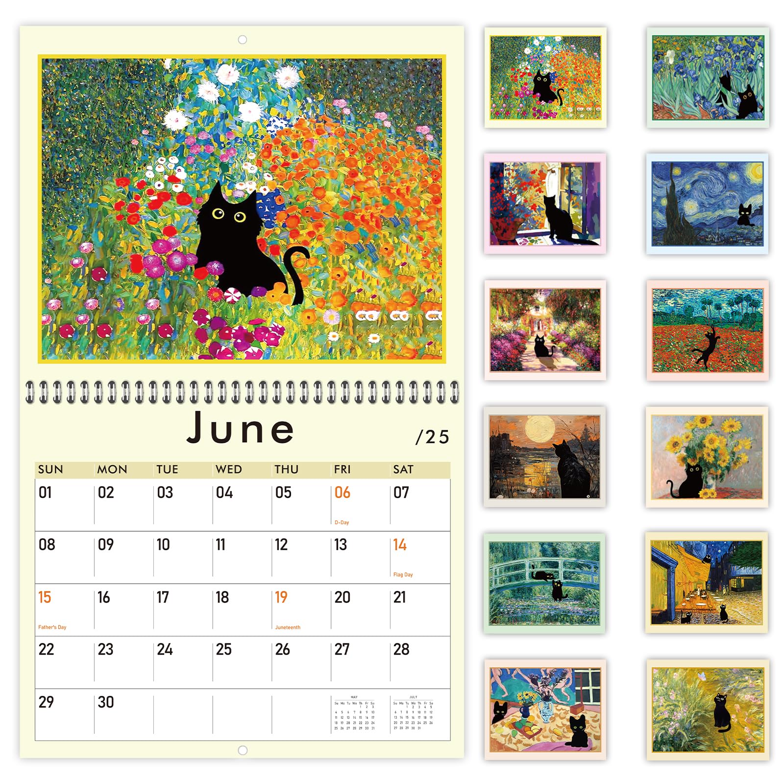 GuassLee 2025-2026 Cat Wall Calendar - 19 Month Vertical Hanging Calendar from June 2025 to December 2026 - 14