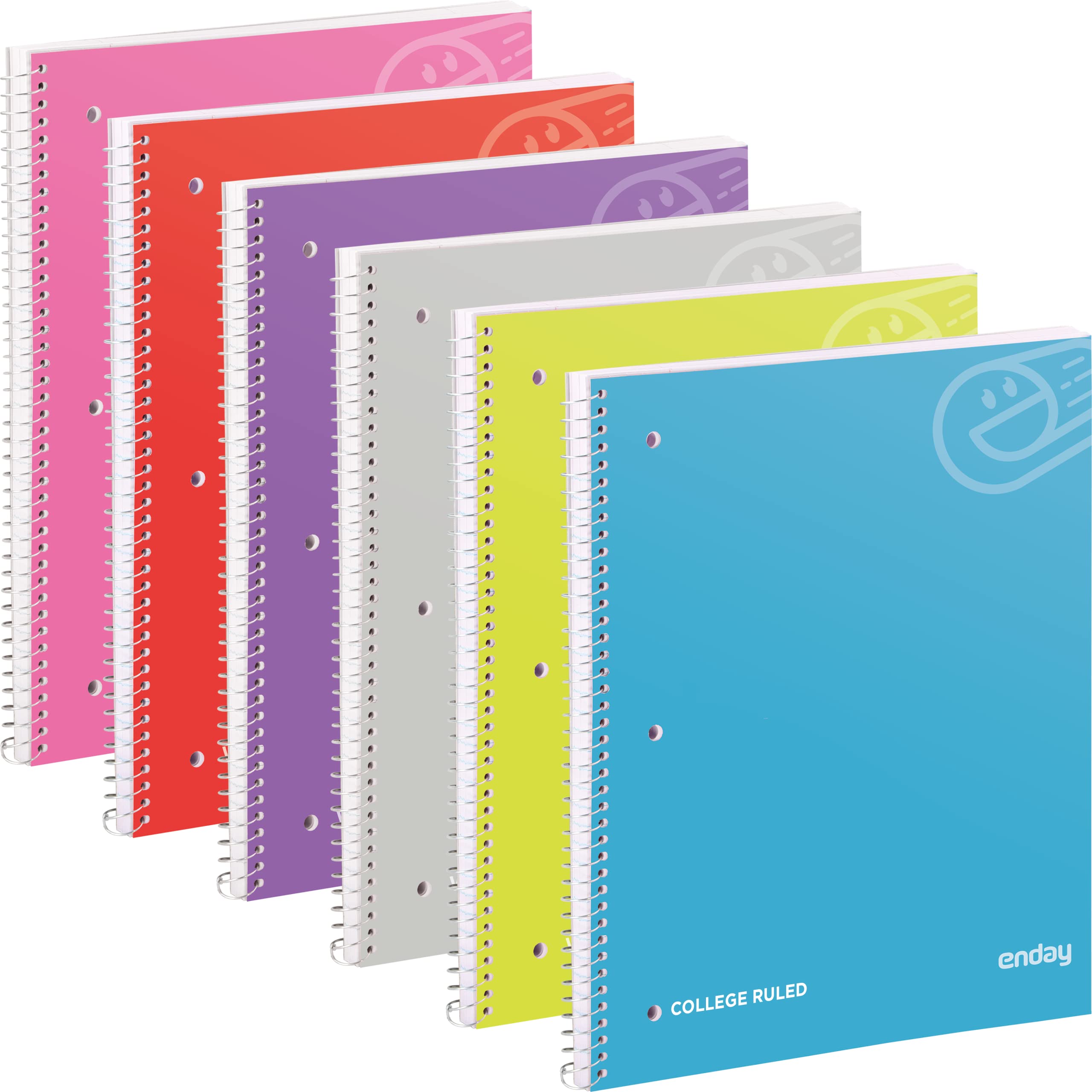 Enday College Ruled Notebook - 12 Pack Multicolor 1 Subject Spiral Bound Hardcover Notebooks with 70 Lined Sheets for School, College & Office Use | Perfect for Note Taking, Journaling & Study Organization