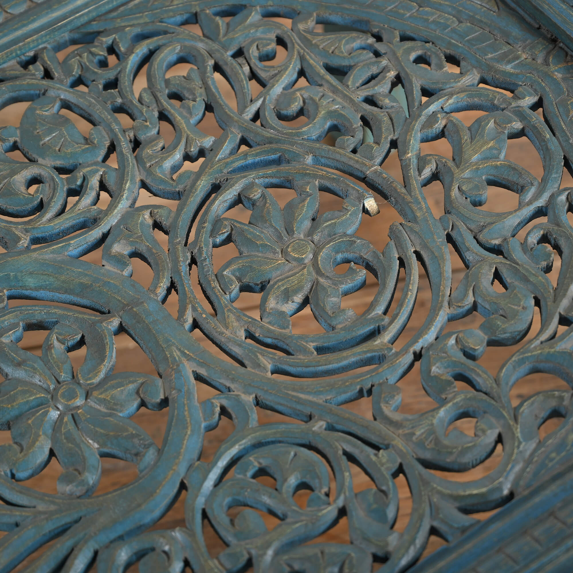Hand Carved Indian Jali Coffee Table - Reclaimed Wood Furniture for Living Room, Boho Home Decor & Modern Interior Design