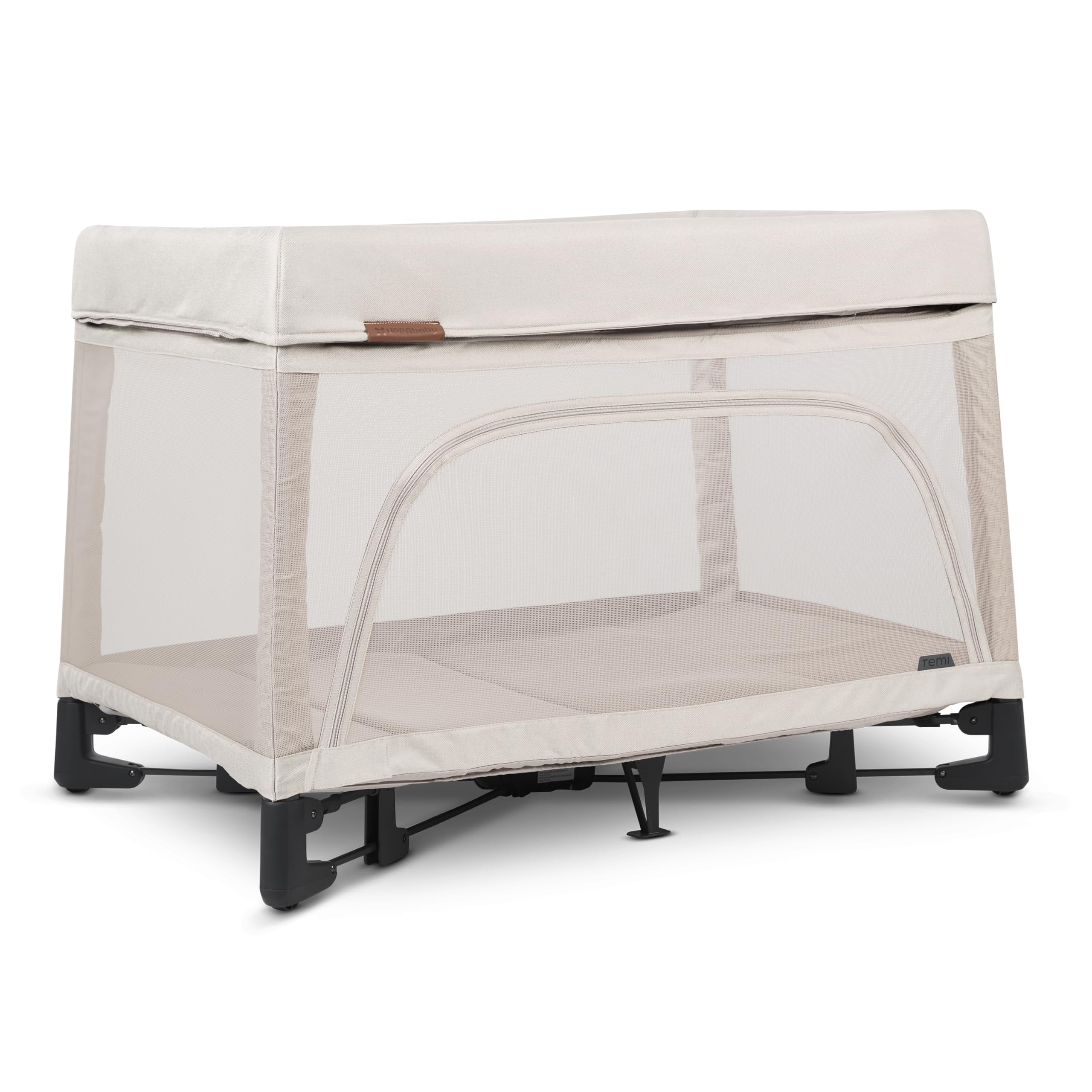 UPPAbaby Remi 3-in-1 Portable Playard with Bassinet & Travel Crib - Includes Organic Cotton Mattress Cover, Storage Bag & Breathable Mesh (Sand Mélange) | Perfect for Nursery, Travel & On-the-Go Parenting
