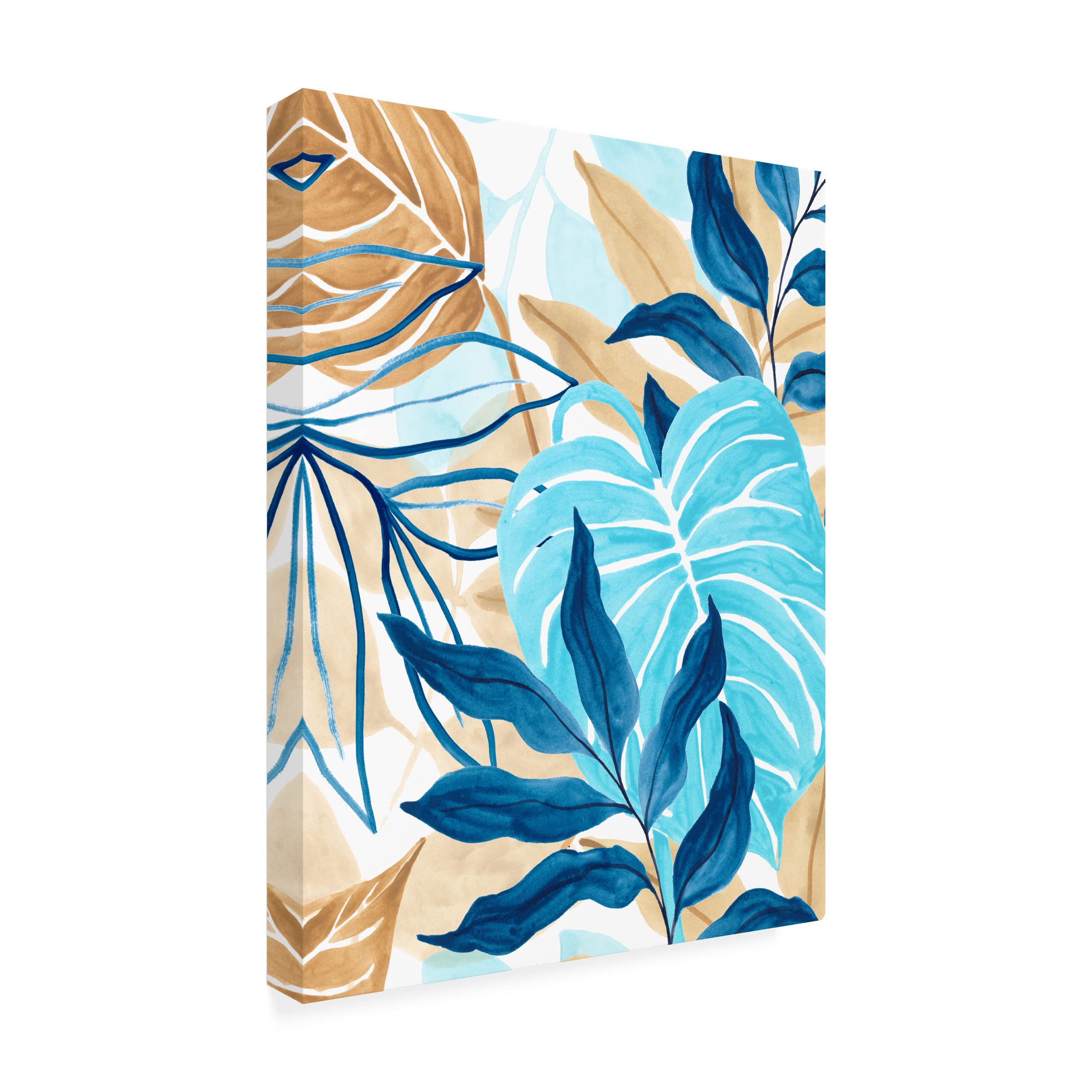 Trademark Fine Art 'Blue Jungle I' Canvas Art by June Erica Vess - Modern Tropical Wall Decor for Living Room, Bedroom & Office
