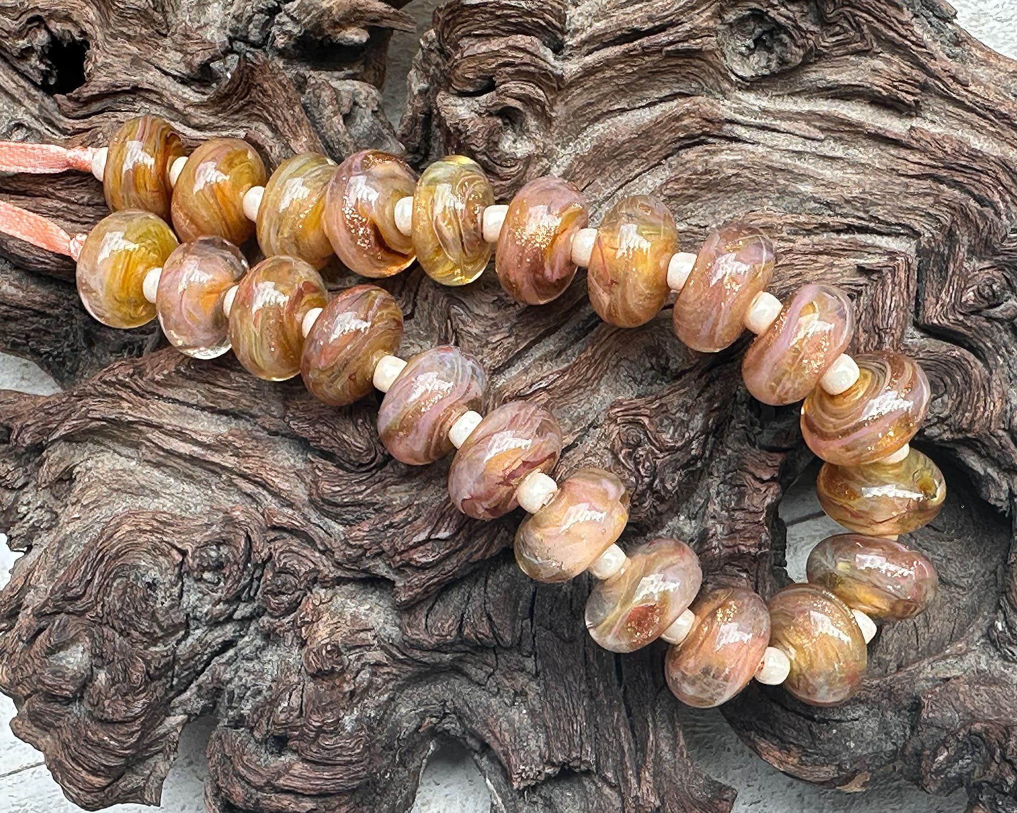 Sunset Glow Pink Shimmer Lampwork Glass Beads for Jewelry Making - DIY Bracelets, Necklaces & Home Decor Crafts