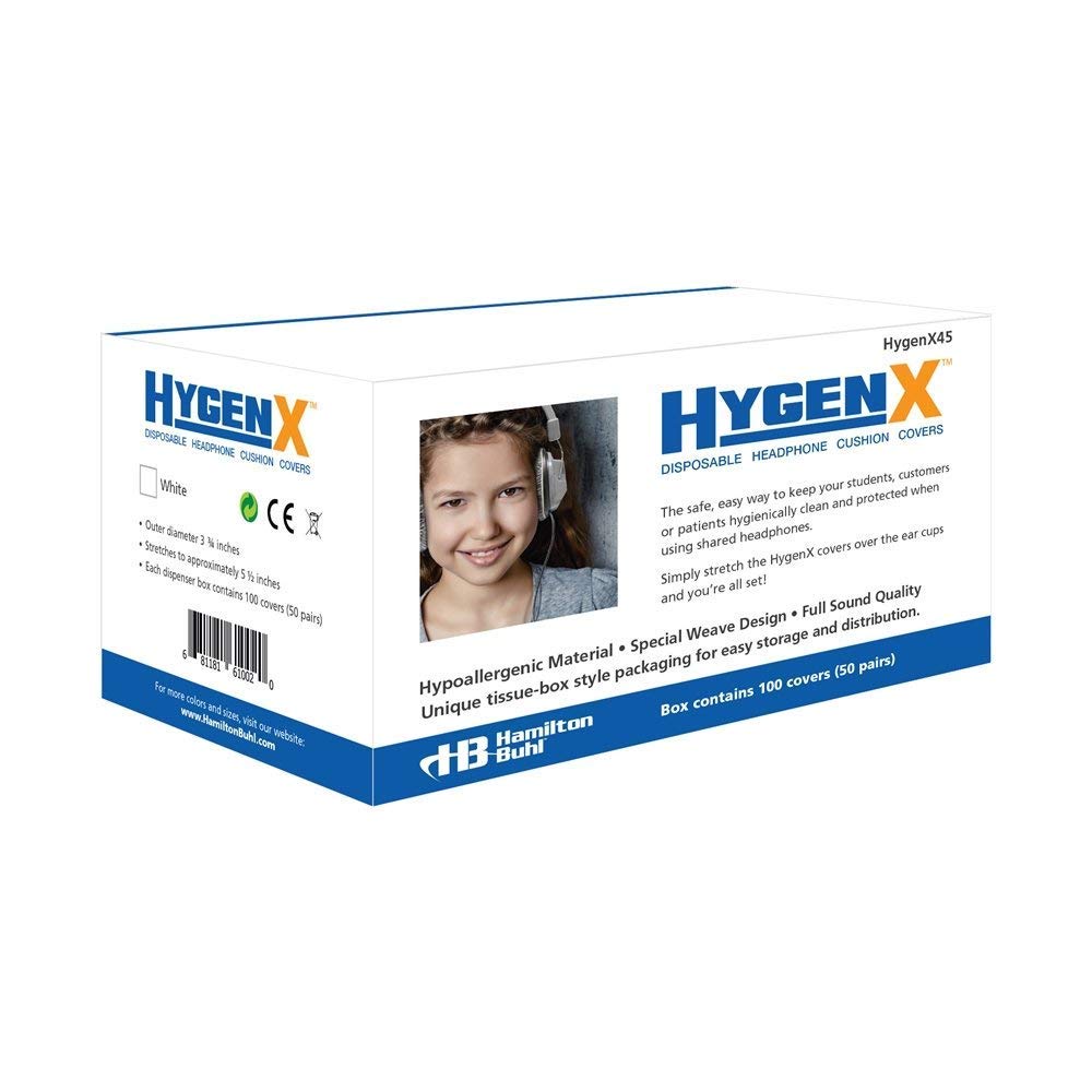 Hamilton Buhl HygenX Sanitary Ear Cushion Covers - 4.5 Inch White (600 Pairs Bulk Pack) - Disposable Headphone Covers for Over-Ear Headphones & Headsets - Perfect for Schools, Offices, Gyms & Shared Audio Equipment