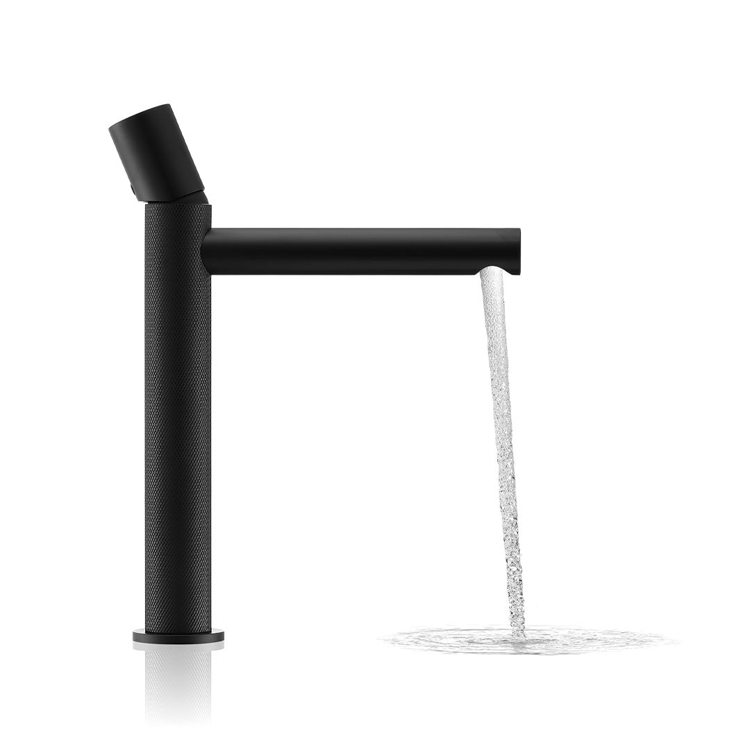 DAX Capri Single Handle Vessel Bathroom Faucet - Modern Matte Black Finish (DAX 4323B BL) | Perfect for Vanity Sinks, Powder Rooms & Contemporary Bathroom Designs