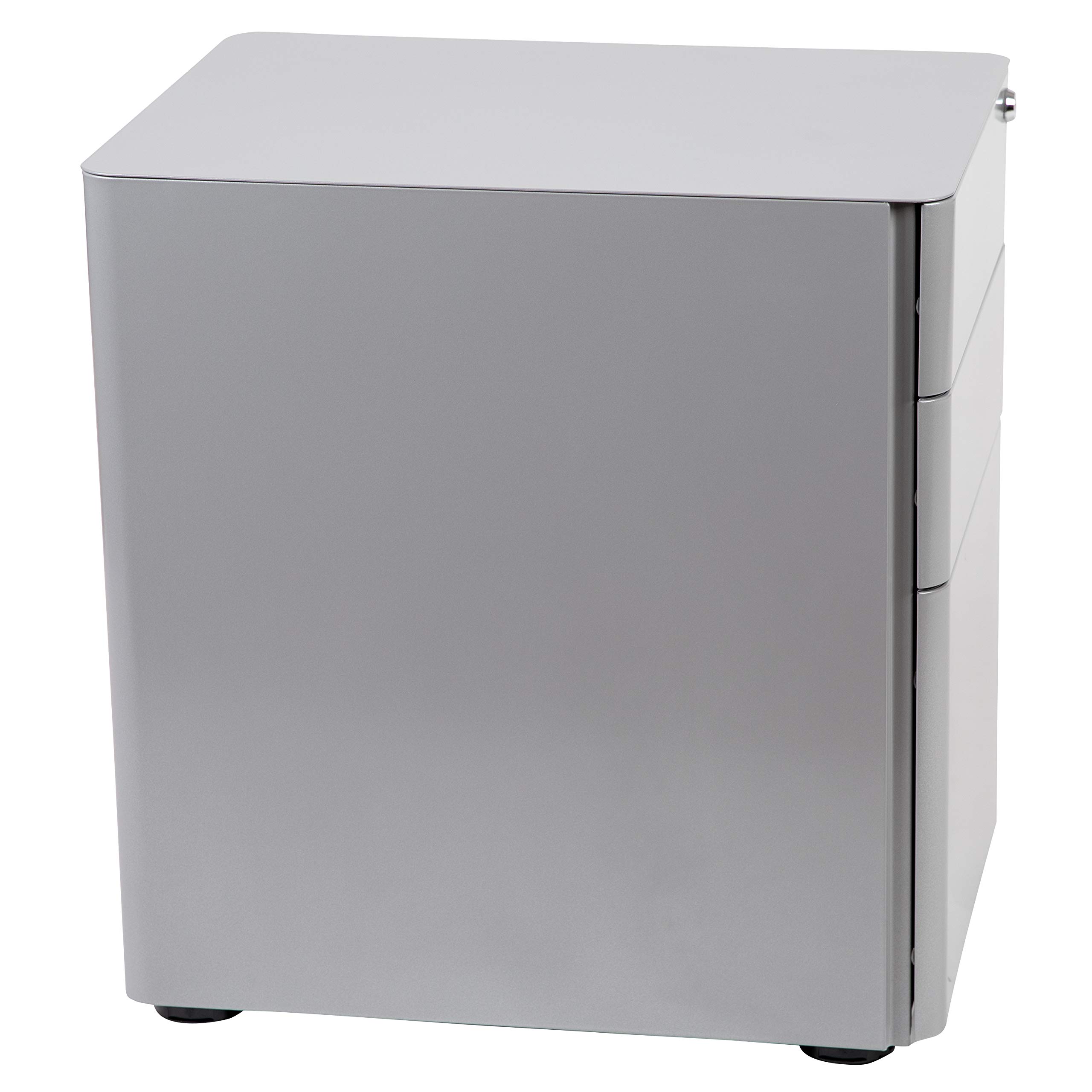 EMMA + OLIVER Modern 3-Drawer Locking File Cabinet with Wheels - Gray Storage Organizer for Office, Home, or Classroom Use