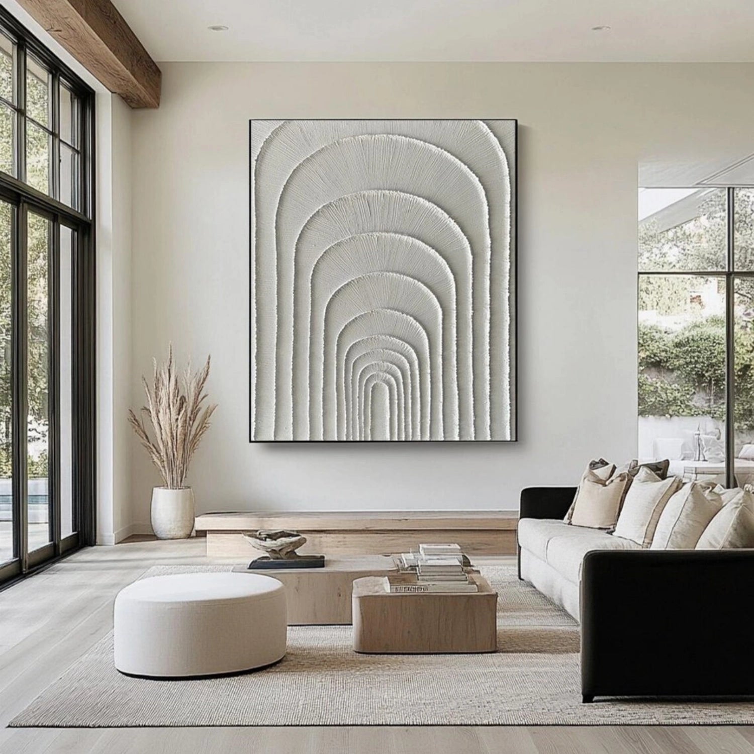 White Plaster Art Minimalist Textured Paintings Canvas Wall Decor - Modern Abstract Artwork for Living Room, Bedroom & Office (#MM315)