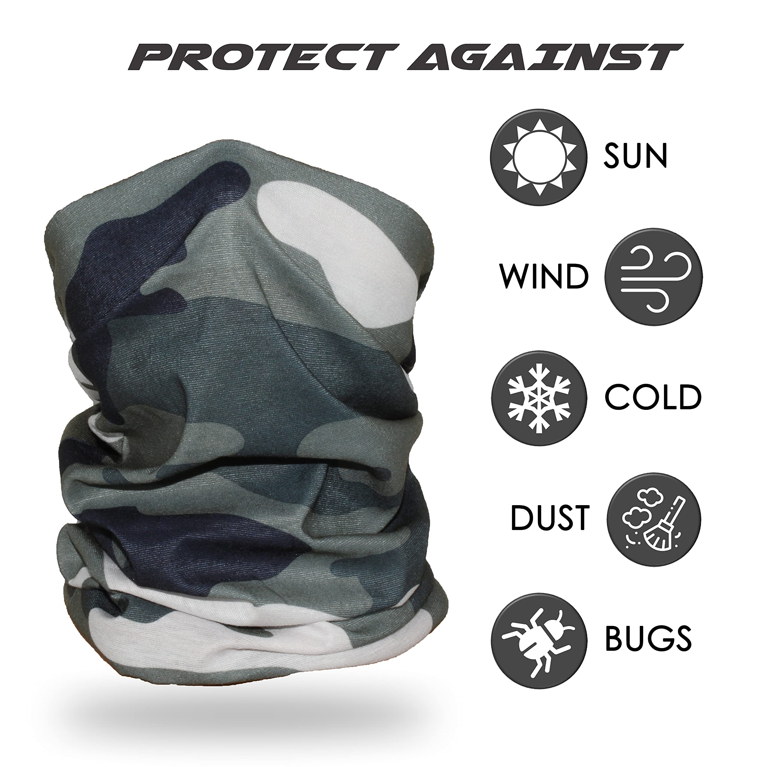 Kids Camo Gaiter - UV Protection Face Mask for Outdoor Sports & Hiking