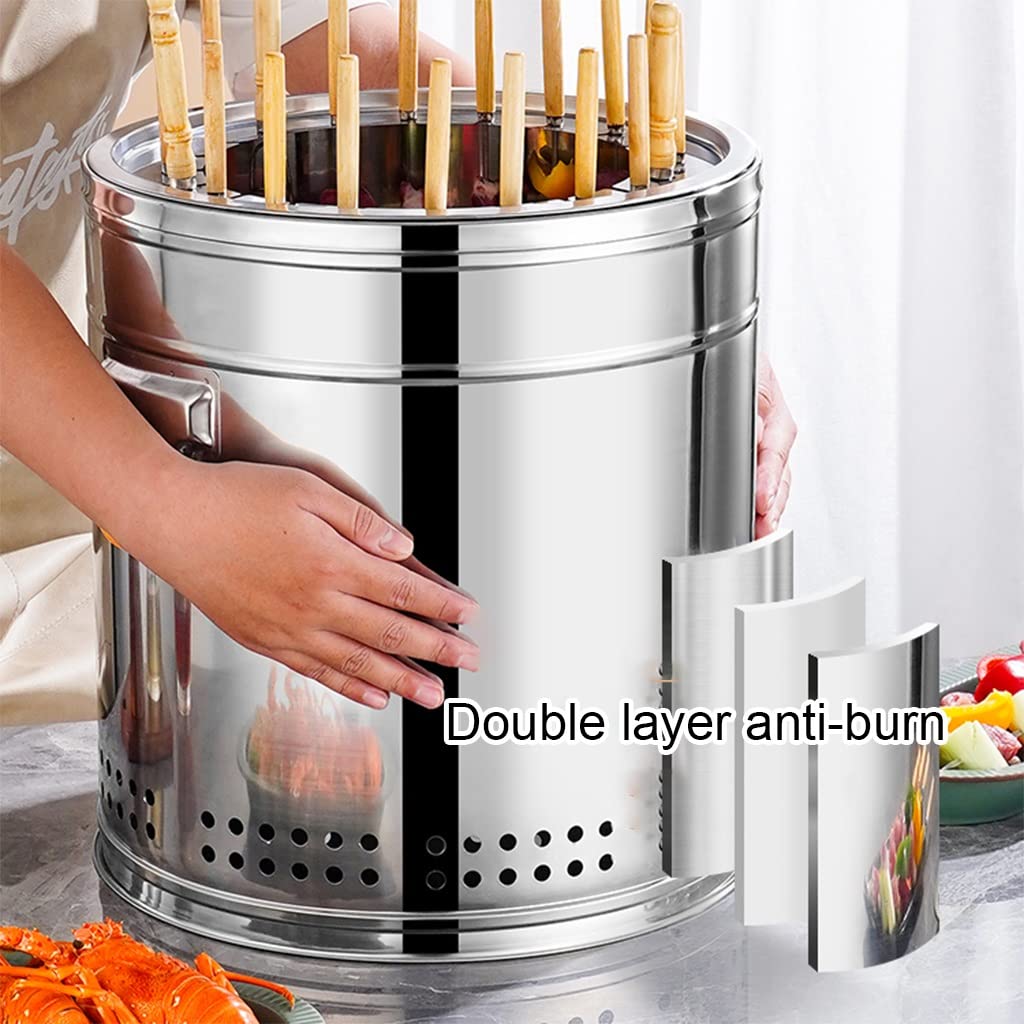 Smokeless Portable Grill with Non-Stick Surface - Indoor/Outdoor BBQ Grill for Meat, Vegetables & Skewers | Perfect for Camping, Picnics & Backyard Parties