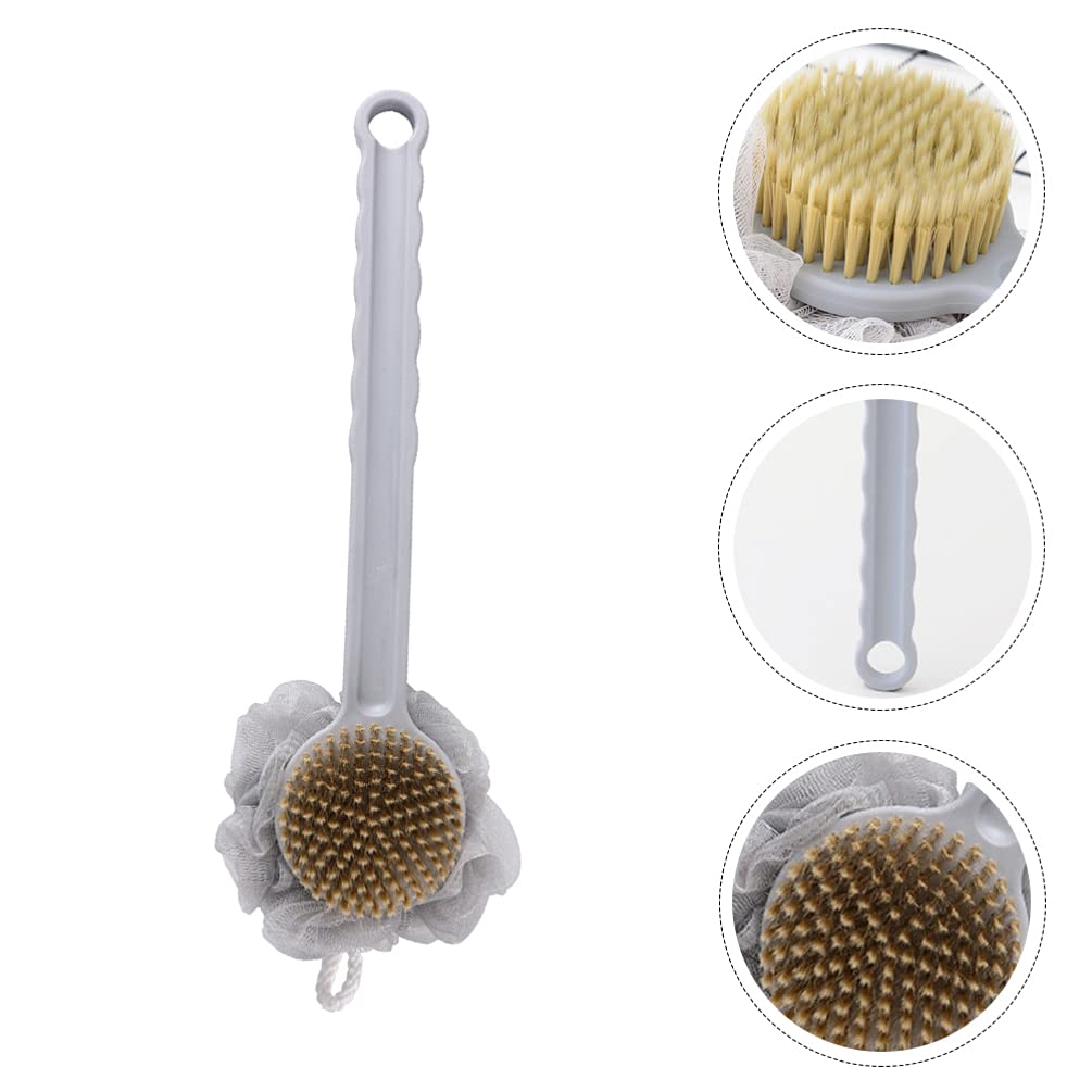Double Sided Bath Brush with Long Handle - Exfoliating Back Scrubber for Shower, Body Wash & Massage - PBT Loofah Sponge for Men & Women - Perfect for Deep Cleaning & Relaxing in Bath or Shower