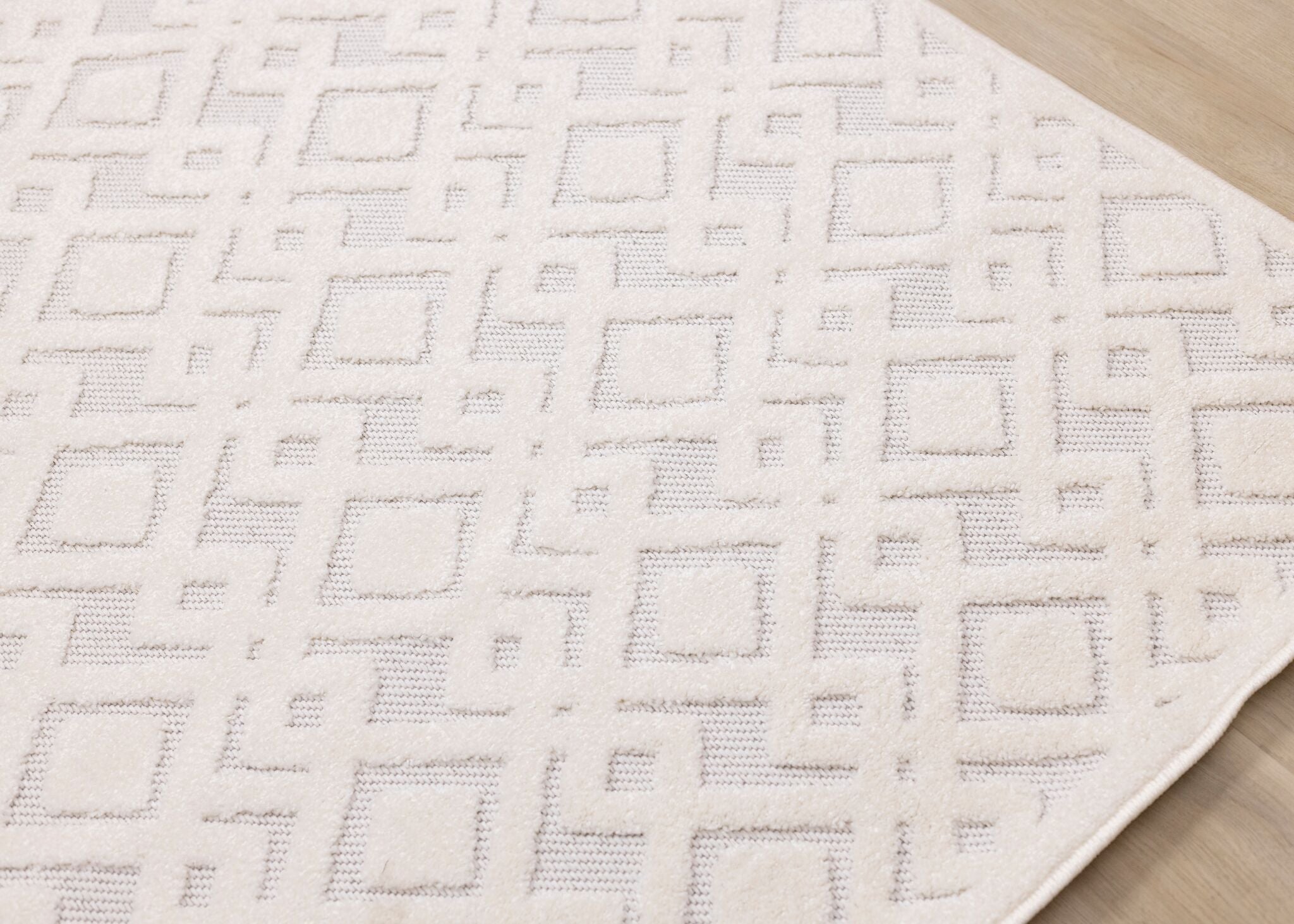 Arctic Echo 6'7 x 9'6 Diamond Area Rug - Soft White Modern Rug for Living Room, Bedroom & Office - Premium Quality Home Decor