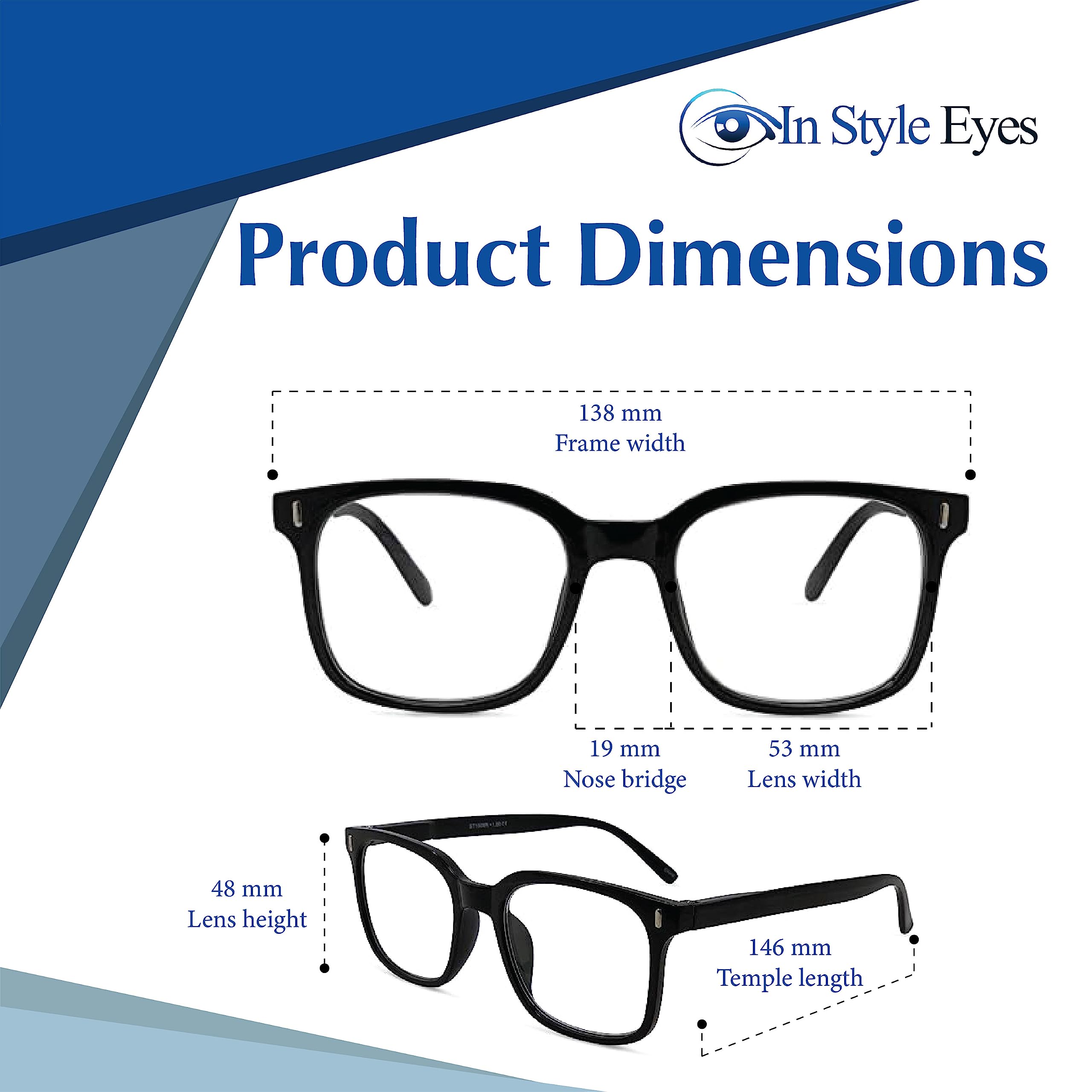 Ageless Large Reading Glasses - Lightweight Square Frame with Oversized Lenses for Women & Men - Perfect for Reading, Computer Work & Crafts (2 Pack)