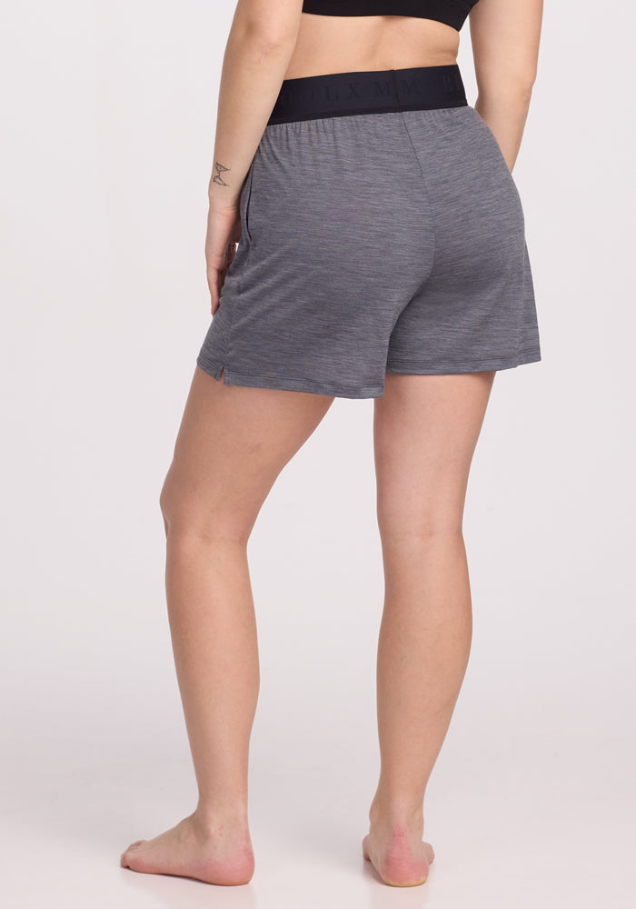 Poppy Lounge Shorts for Women - Soft & Comfortable Graphite Heather Cotton Shorts - Perfect for Yoga, Lounging & Sleepwear