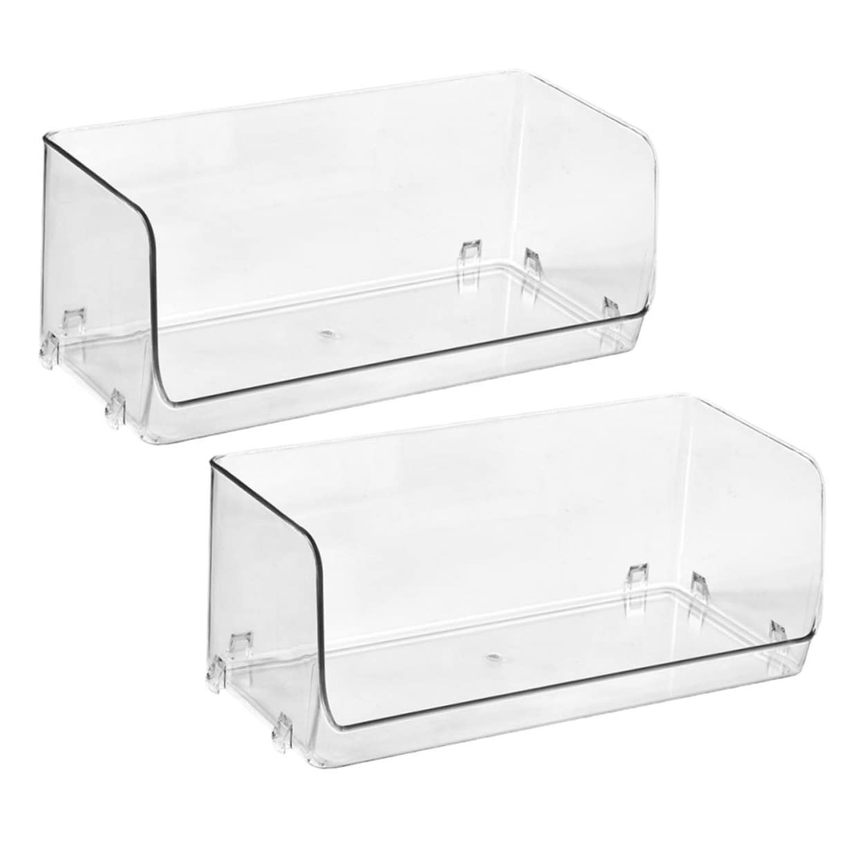 RORPOIR 4-Piece Clear Double Storage Rack Organizer Bins - Perfect for Makeup, Pet Supplies & Home Organization | Space-Saving Bathroom, Bedroom & Closet Storage Solution