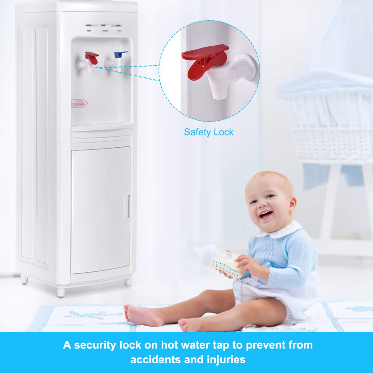 Adjustable Temperature Water Dispenser - Hot & Cold Water Dispenser for Home, Office, Kitchen - White | Perfect for Coffee, Tea & Instant Meals