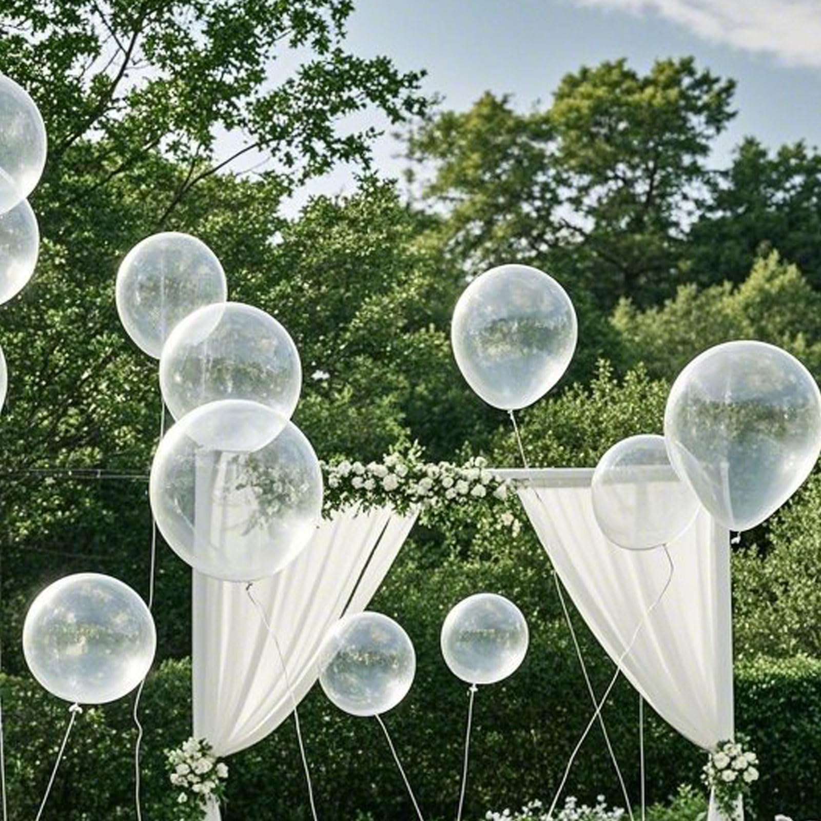 100 Pack 5 Inch Clear Transparent Latex Balloons for Party Decorations, Birthday, Wedding, Baby Shower & Holiday Celebrations