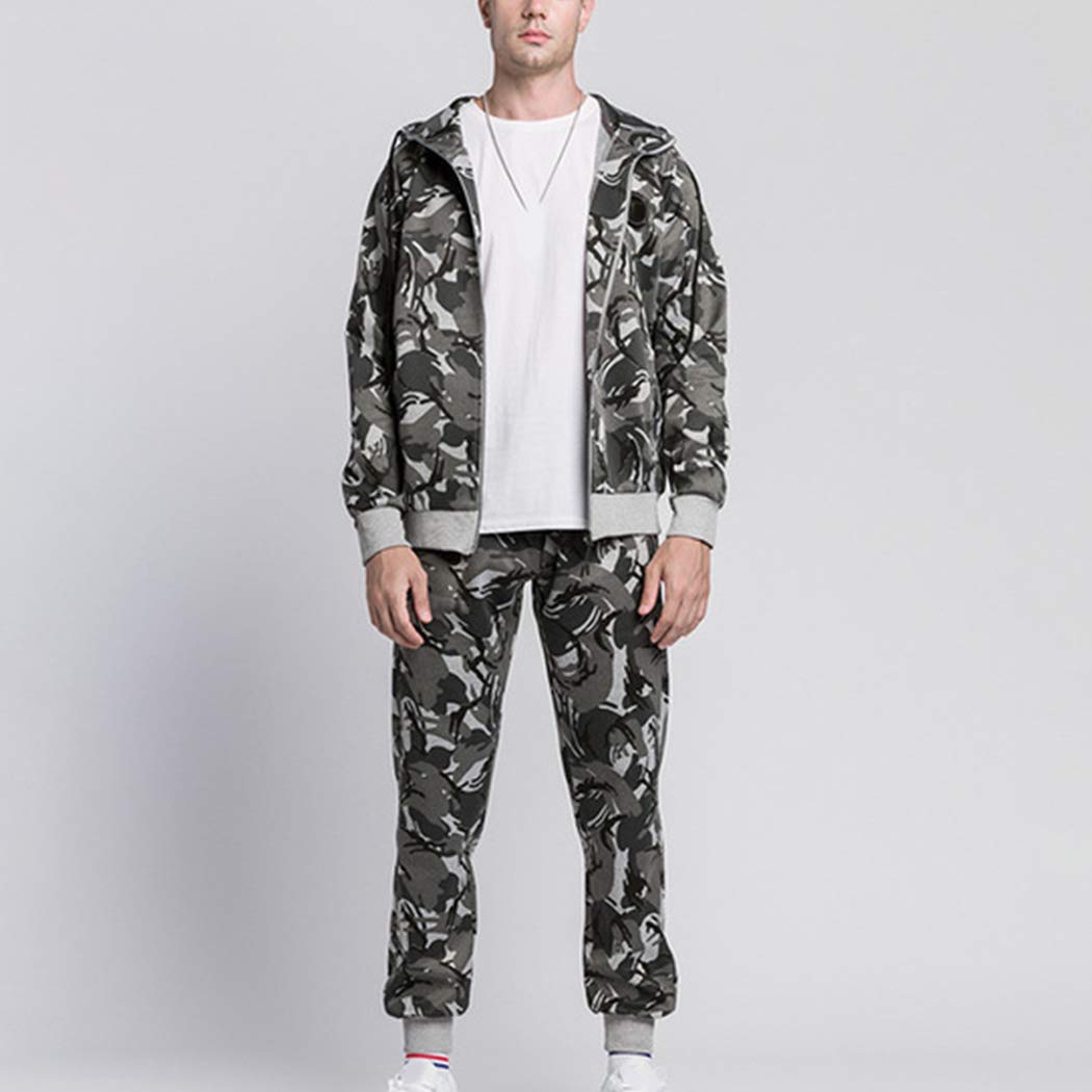 Men's Casual Tracksuit 2-Piece Set - Long Sleeve Hooded Running Jogging Athletic Sportswear for Gym, Workout & Outdoor Activities