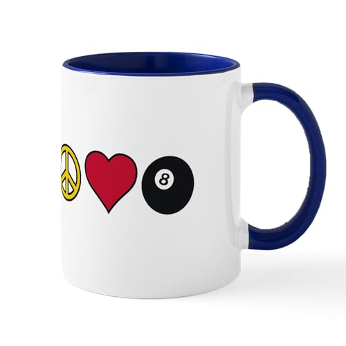 White/Navy Inside - Peace Heart Billiards Mugs