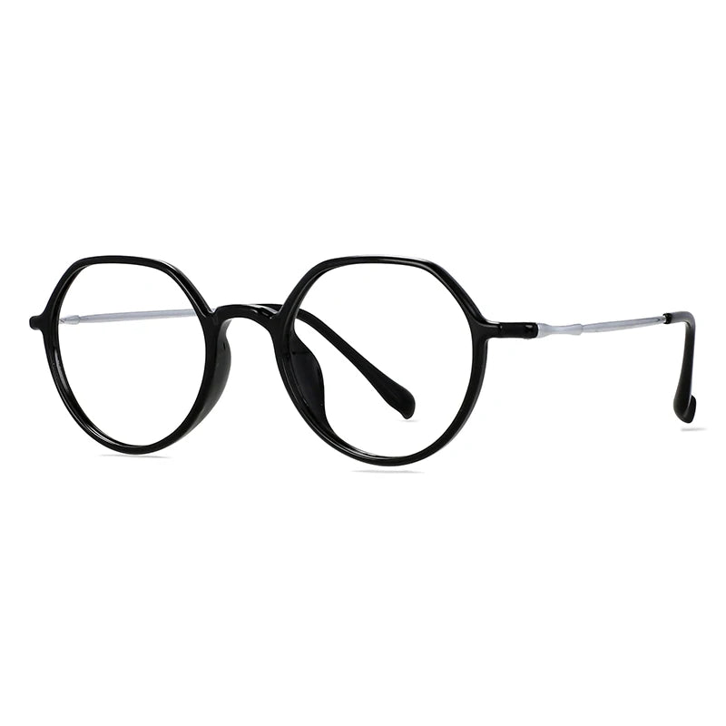 CCspace Unisex Full Rim Round TR90 Titanium Eyeglasses Frame 57100 - Lightweight & Durable for Work, Reading & Everyday Wear