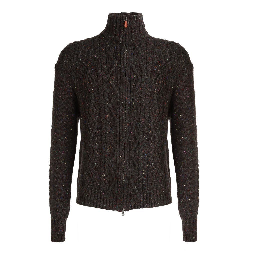 HENRY SARTORIAL X INIS MEÁIN Aran Wool Zipper Cardigan - Warm Irish Knit Sweater for Men & Women | Perfect for Winter Nights, Casual Outfits & Cozy Home Wear