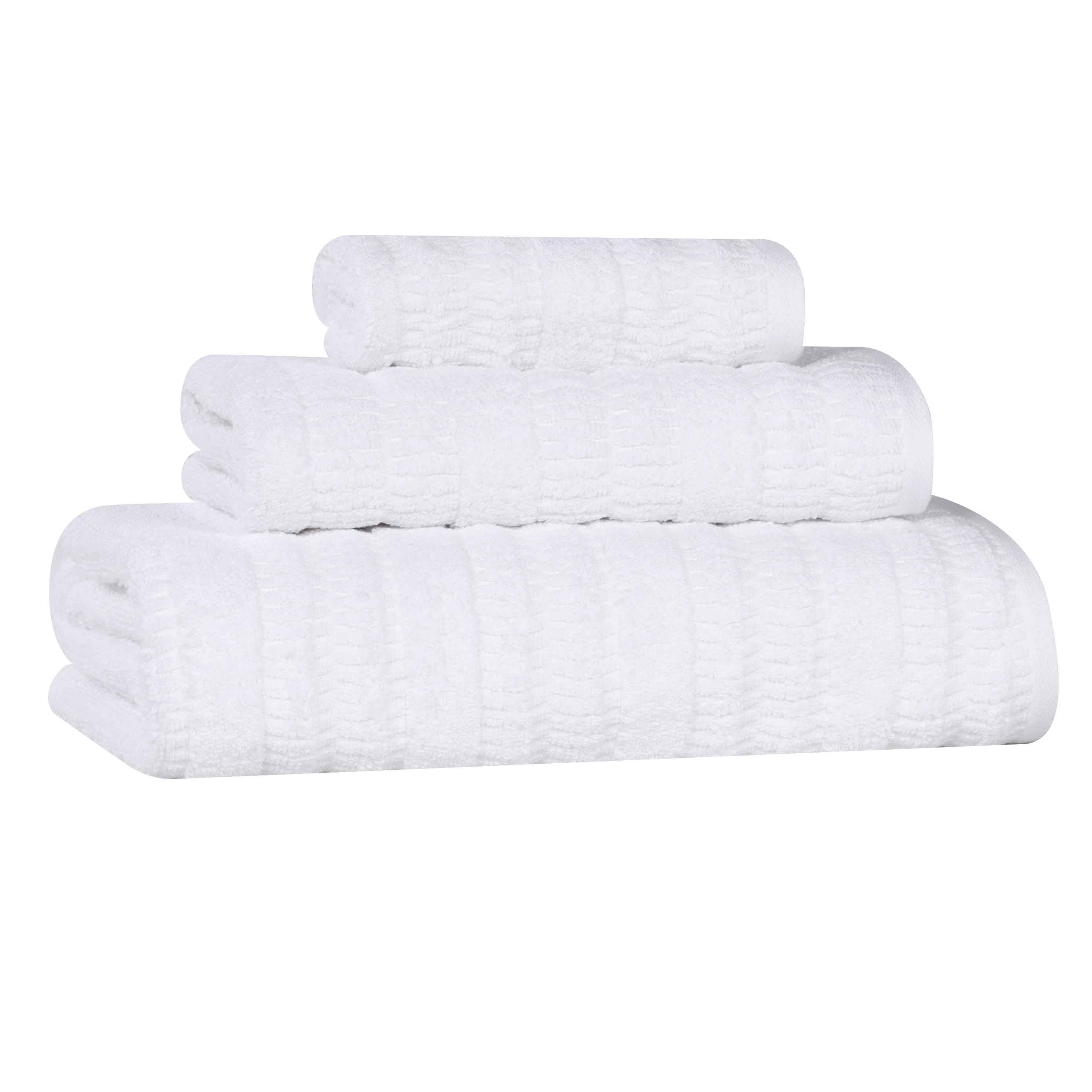 Premium 3-Piece Cotton Ribbed Towel Set - Soft, Absorbent & Quick-Drying Bath Towels for Spa, Gym & Luxury Home Use
