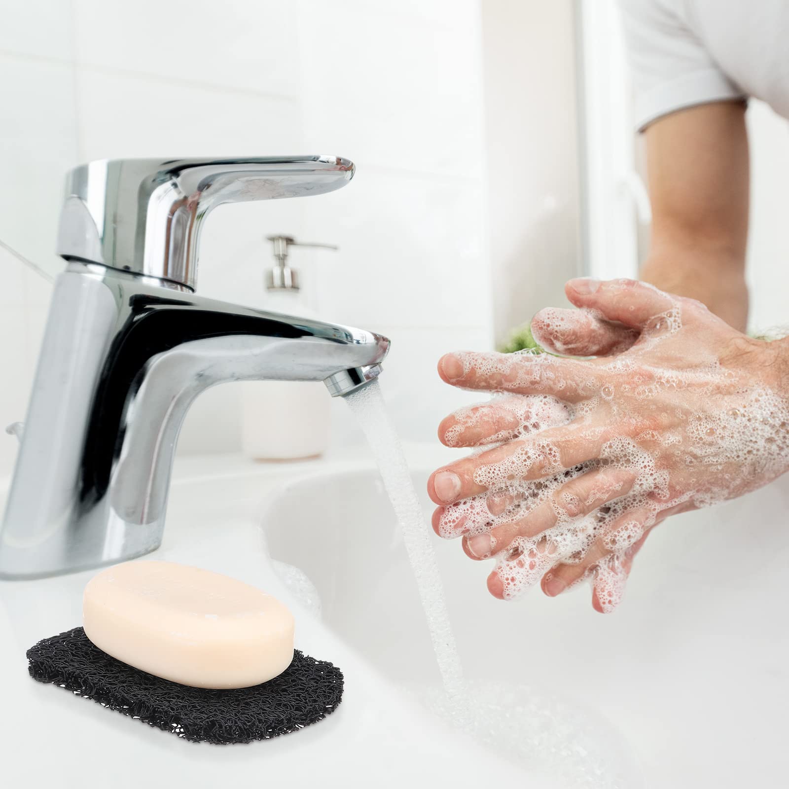 30 Pcs Soap Saver Pads - Reusable Bar Soap Holders with Drain Holes for Shower, Kitchen & Bathroom - Non-Slip Soap Dishes & Cleaning Accessories (Black, Green, Beige) - Perfect for Organizing Soap in Wet Areas & Preventing Mess
