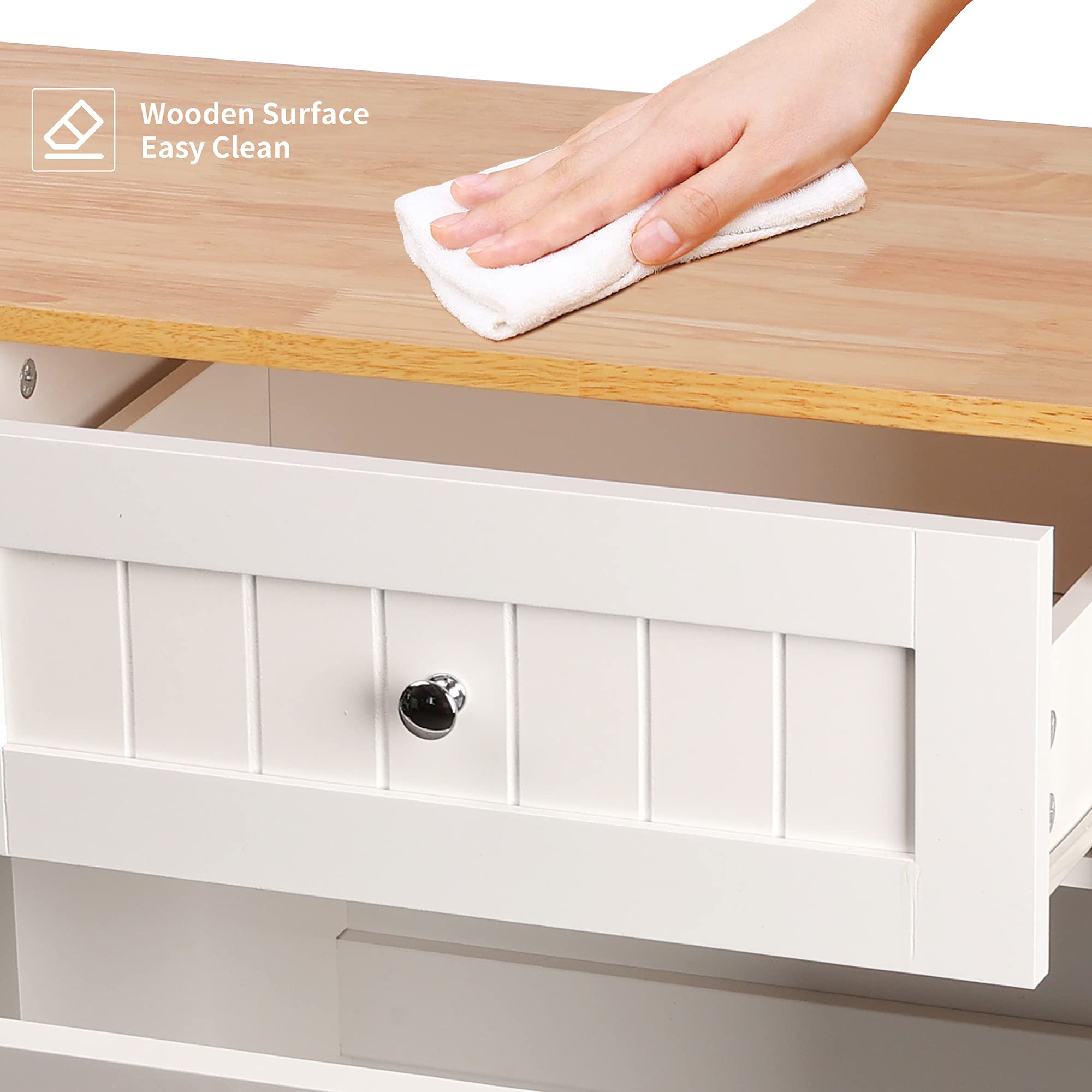 10 Gallon Wooden Tilt-Out Trash Cabinet - Free Standing Laundry Sorter & Recycling Bin with Hideaway Drawer for Kitchen, Bathroom, and Utility Room Organization