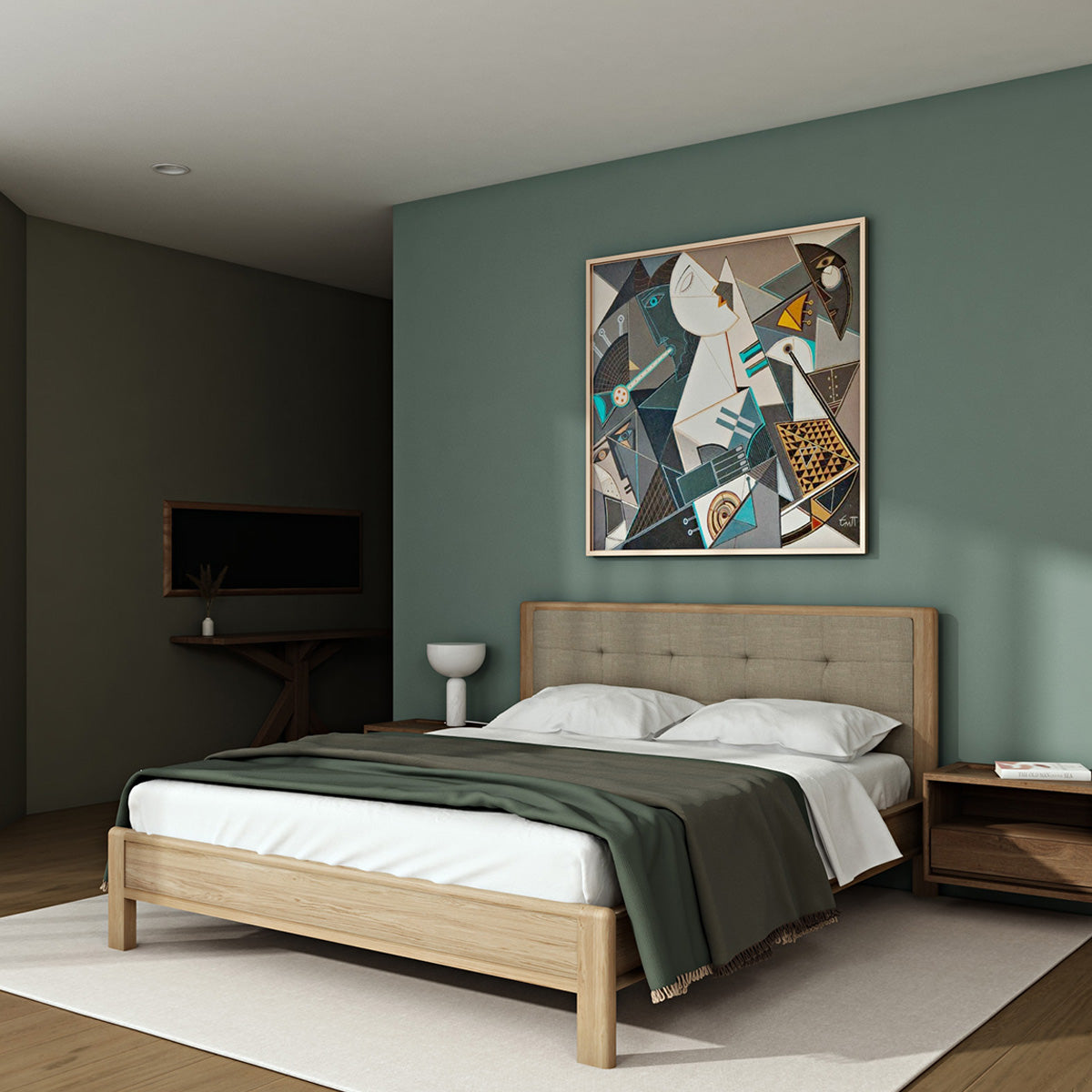 Karpenter Circa Light Bed - Modern Wooden Platform Bed Frame with LED Lights - Perfect for Bedroom, Guest Room, and Studio Apartments