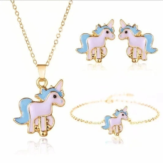 Unicorn Necklace and Earrings Set - Cute Fantasy Jewelry for Women & Girls - Perfect for Birthday Gifts, Cosplay, and Fairy-Themed Parties