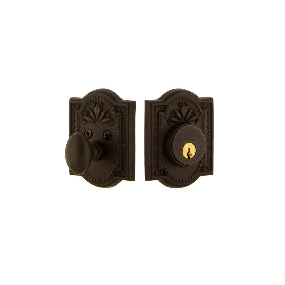 Nostalgic Warehouse Meadows Single Cylinder Deadbolt in Oil-Rubbed Bronze - Vintage Style Door Lock for Home Security & Interior Design