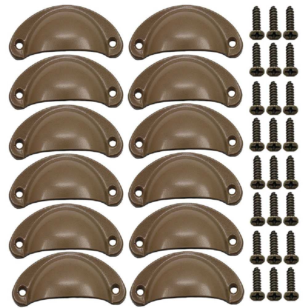 12-Piece Vintage Antique Bronze Cabinet Door Handles - Retro Drawer Pulls & Furniture Knobs for Kitchen, Bathroom & Dresser (Brown)