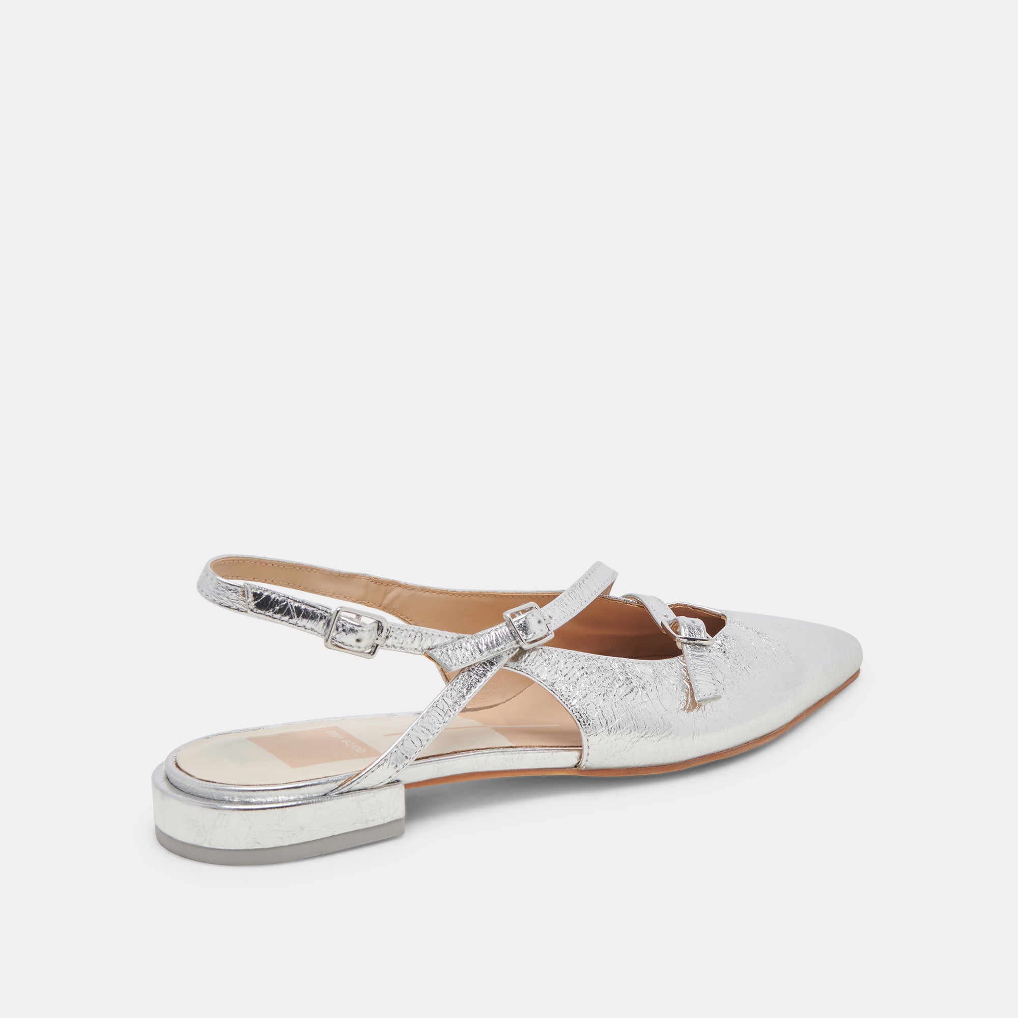 PAMLA Women's Wide Width Silver Crinkle Patent Leather Ballet Flats - Comfortable Slip-On Shoes for Work, Travel & Casual Wear