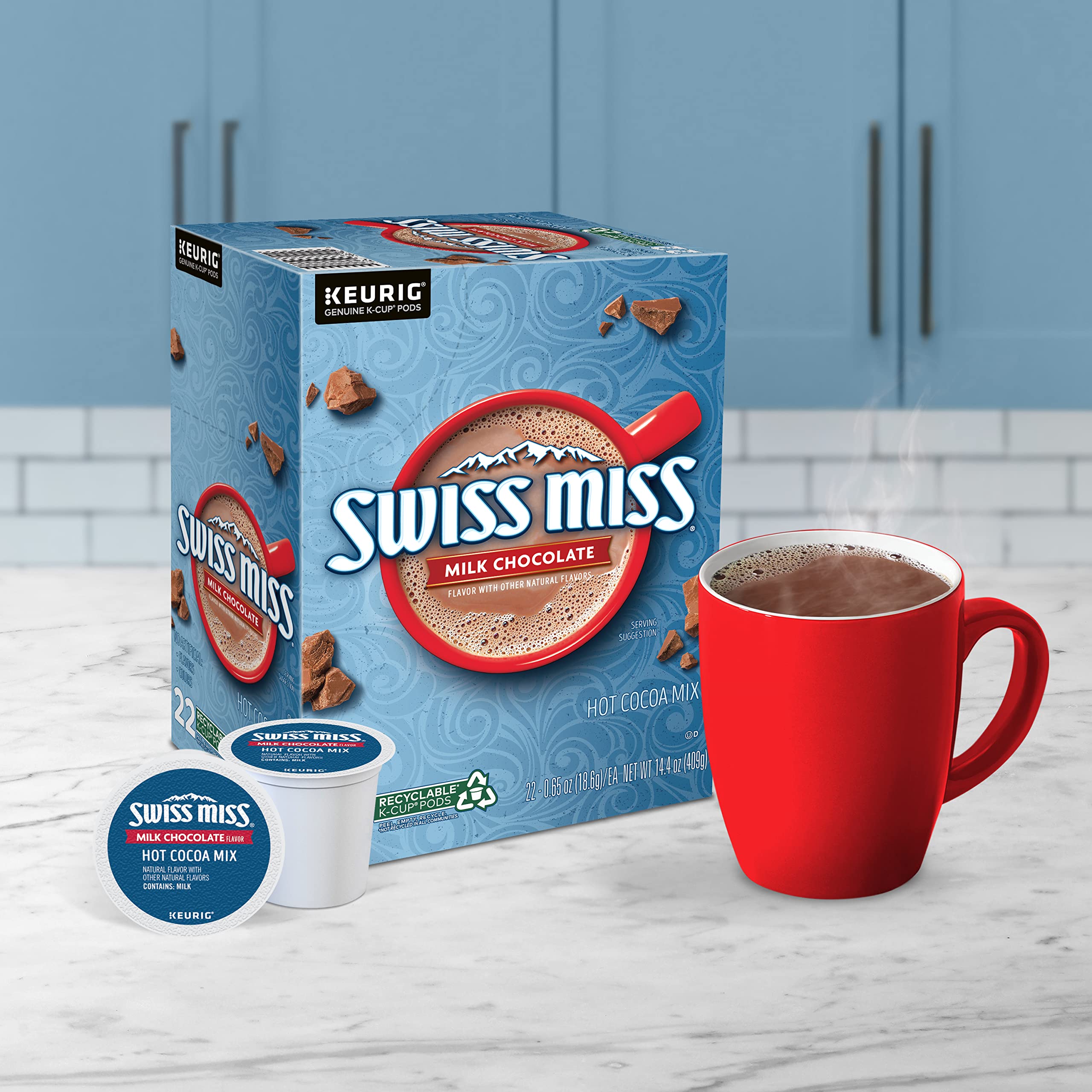 Swiss Miss Milk Chocolate Hot Cocoa K-Cup Pods for Keurig - 44 Count Single Serve Coffee Maker - Rich & Creamy Instant Hot Chocolate Drink - Perfect for Winter Mornings, Office Breaks & Cozy Evenings
