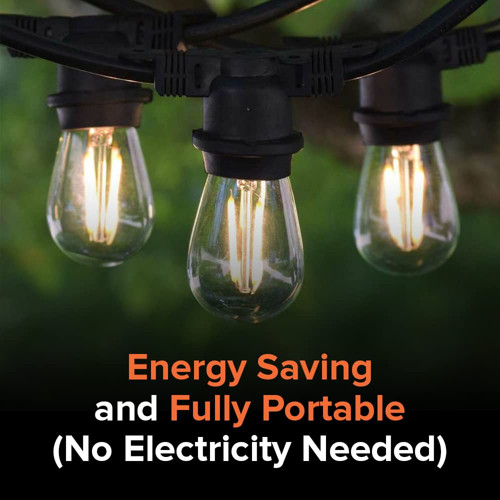 Solar Powered String Lights - 12 LED Waterproof Outdoor Lights (IP65) for Christmas, Halloween, Garden, Balcony & Tree Decor | 27ft Warm White Edison Bulbs | No Electricity Needed, Easy Assembly | Perfect for Parties, Weddings & Backyard Lighting