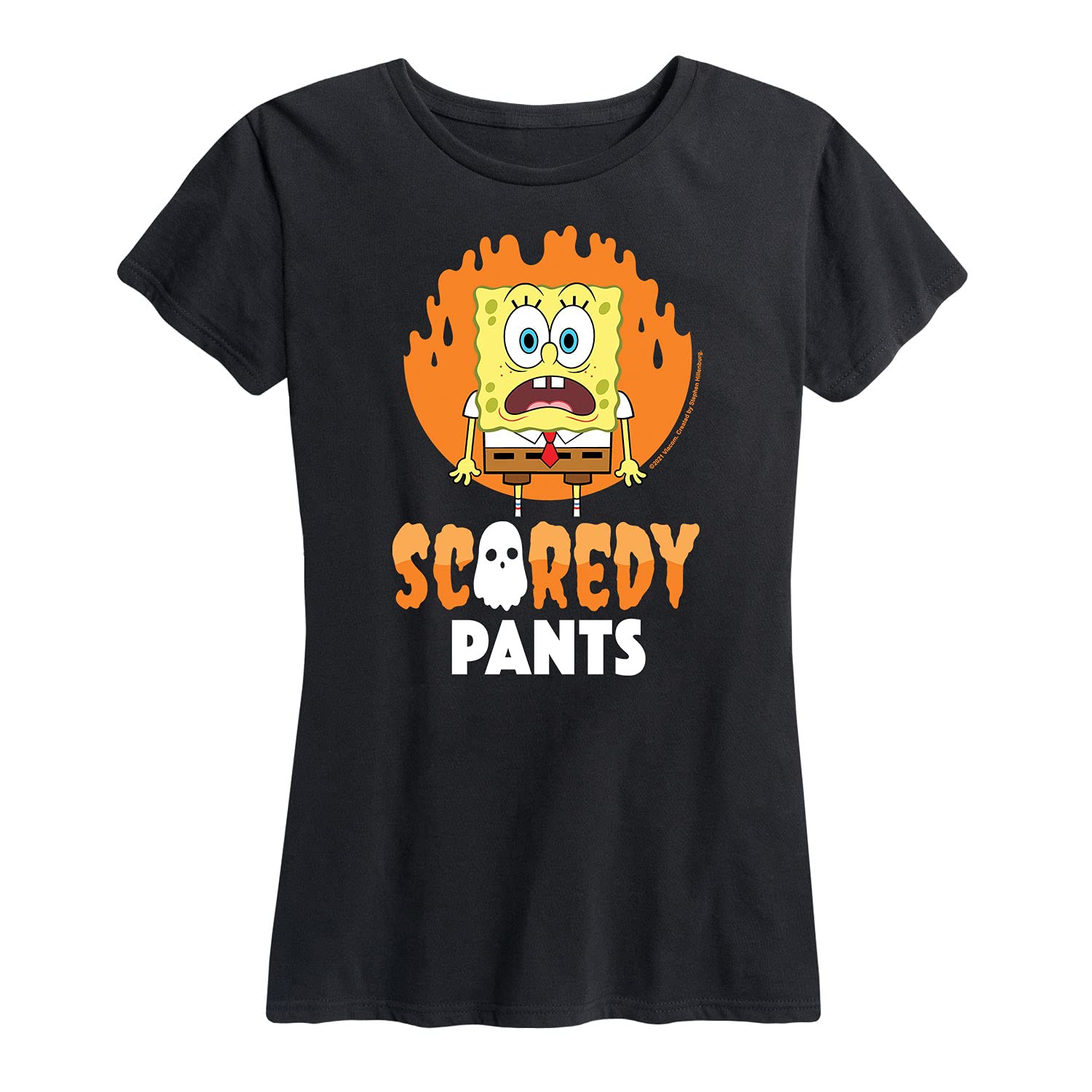Spongebob Squarepants Scaredy Pants Women's Graphic T-Shirt - Funny Cartoon Short Sleeve Tee for Casual Wear, Cosplay & Gift Giving