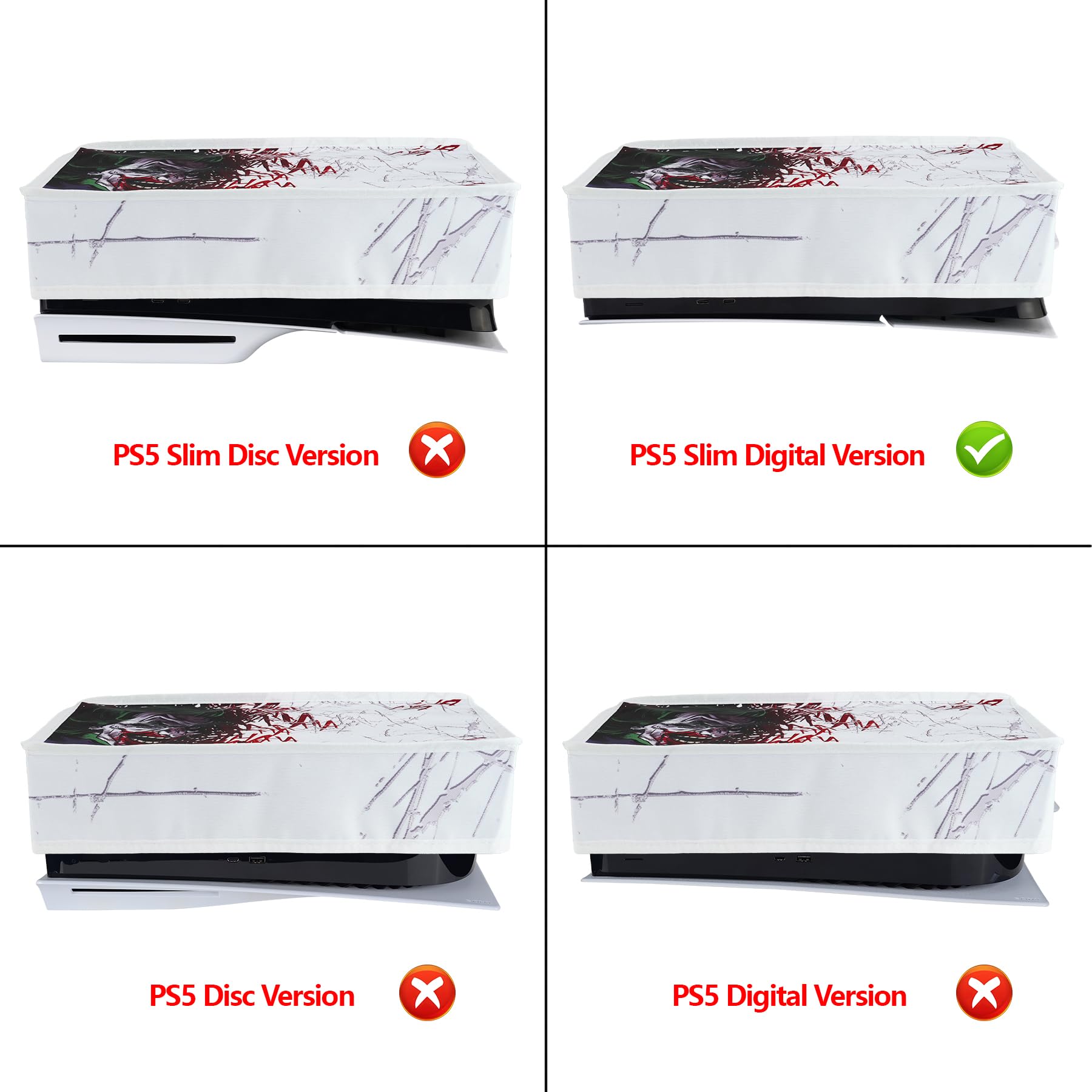 PlayVital Horizontal Dust Cover for PS5 Slim Digital Edition (New Smaller Design) - Nylon Dustproof & Waterproof Protector Sleeve for PlayStation 5 Slim Console - Perfect for Gaming Setup Protection & Travel Storage