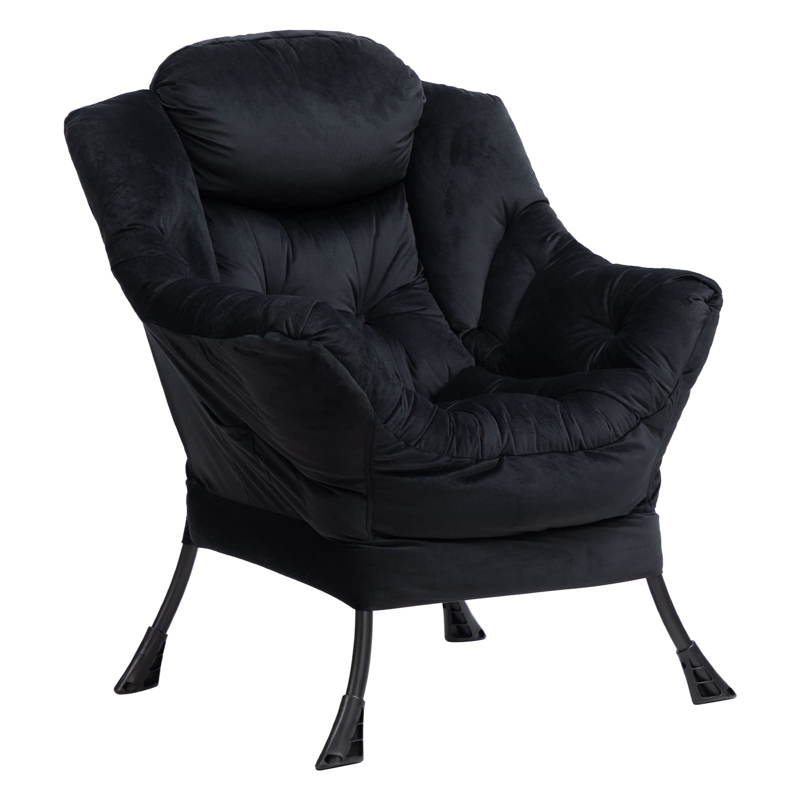 HollyHOME Oversized Fabric Lounge Chair - Cozy Armrest Accent Reading Chair for Living Room, Bedroom & Dorm | Comfortable Leisure Sofa for Relaxing, Reading & Napping (Black)