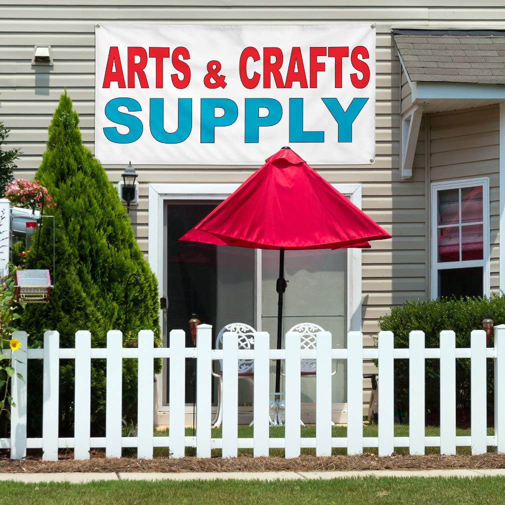 Vinyl Banner - Red & Blue Weatherproof Outdoor Business Sign (48x96 Inches) with 8 Grommets - Durable Yard, Industrial & Craft Supplies - Perfect for Events, Advertising & Store Displays