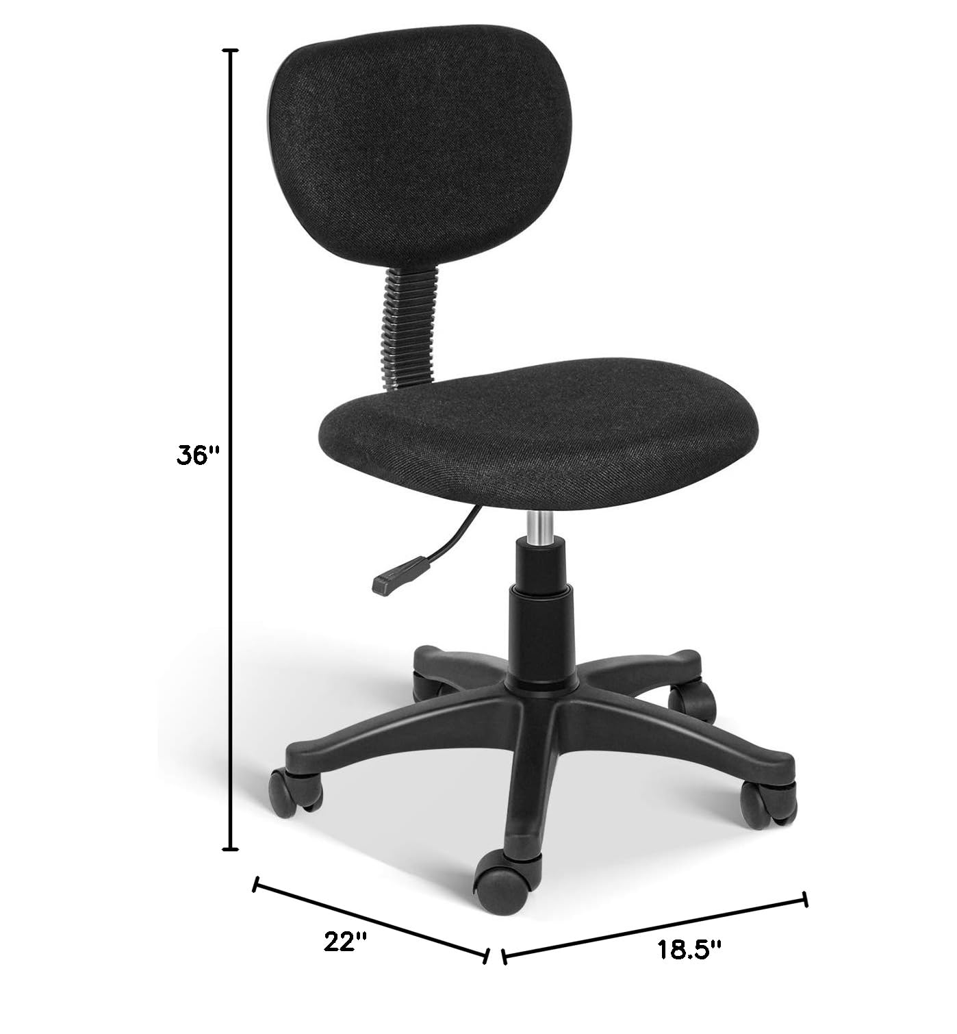 YSSOA Ergonomic Mesh Office Chair with Adjustable Lumbar Support, Swivel Wheels & Armrests - Black - Perfect for Home Office, Gaming & Workspace Comfort