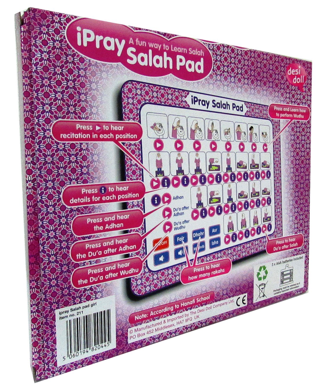 IPray Salah Prayer Mat for Girls - Soft, Non-Slip Islamic Prayer Rug for Kids - Perfect for Home, Mosque & Travel Use