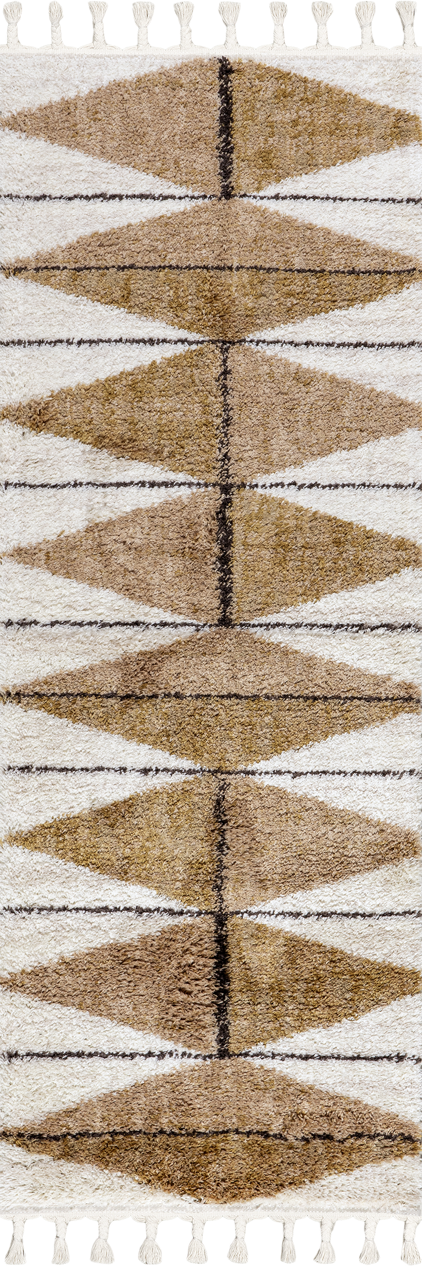 Alexia Diamond Tasseled Rug - Light Brown Bohemian Area Rug for Living Room, Bedroom & Nursery | Soft & Stylish Home Decor